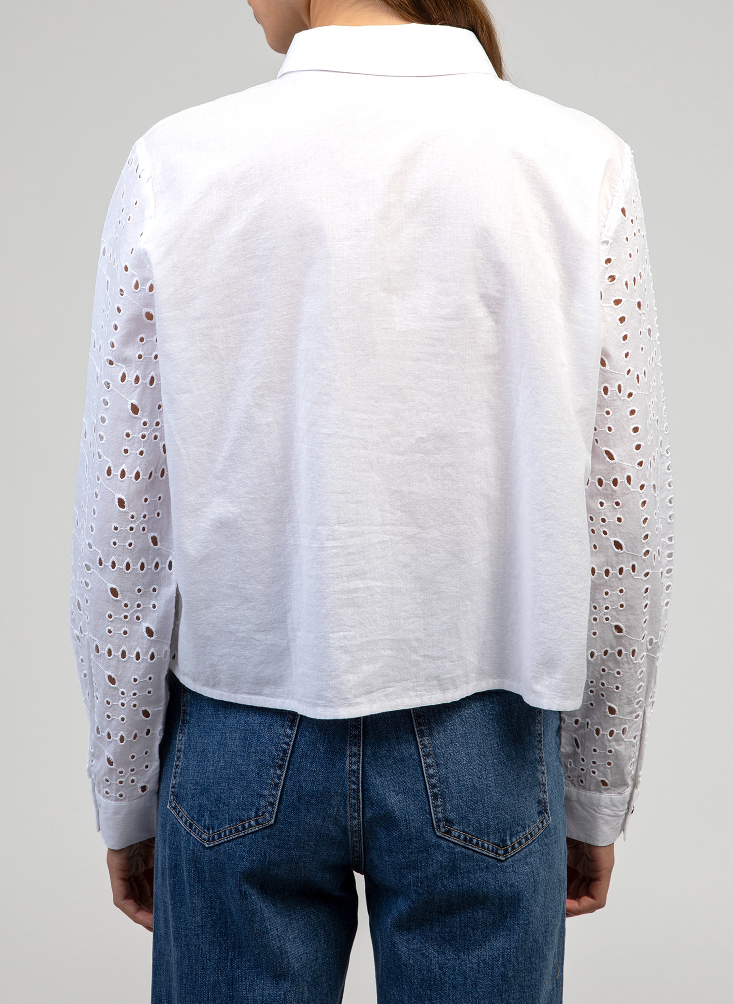 Straight embroidered cotton shirt AN'GE White