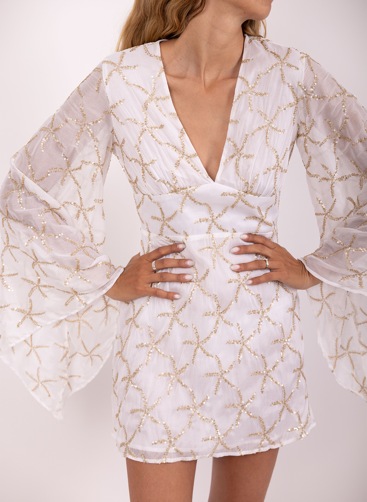 Robe ajustée col V SUNDRESS Blanc