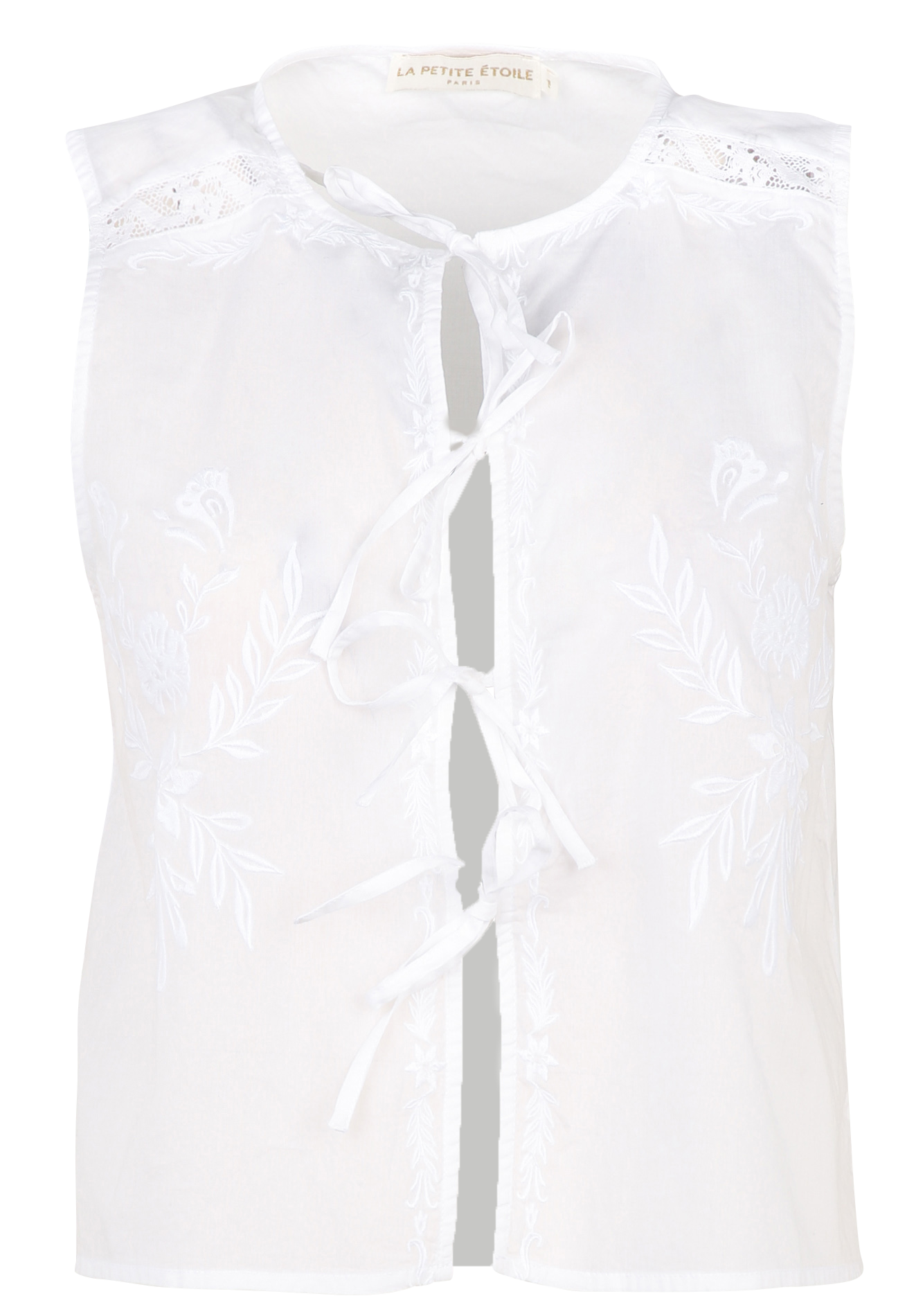Embroidered cotton crop top LA PETITE ETOILE White