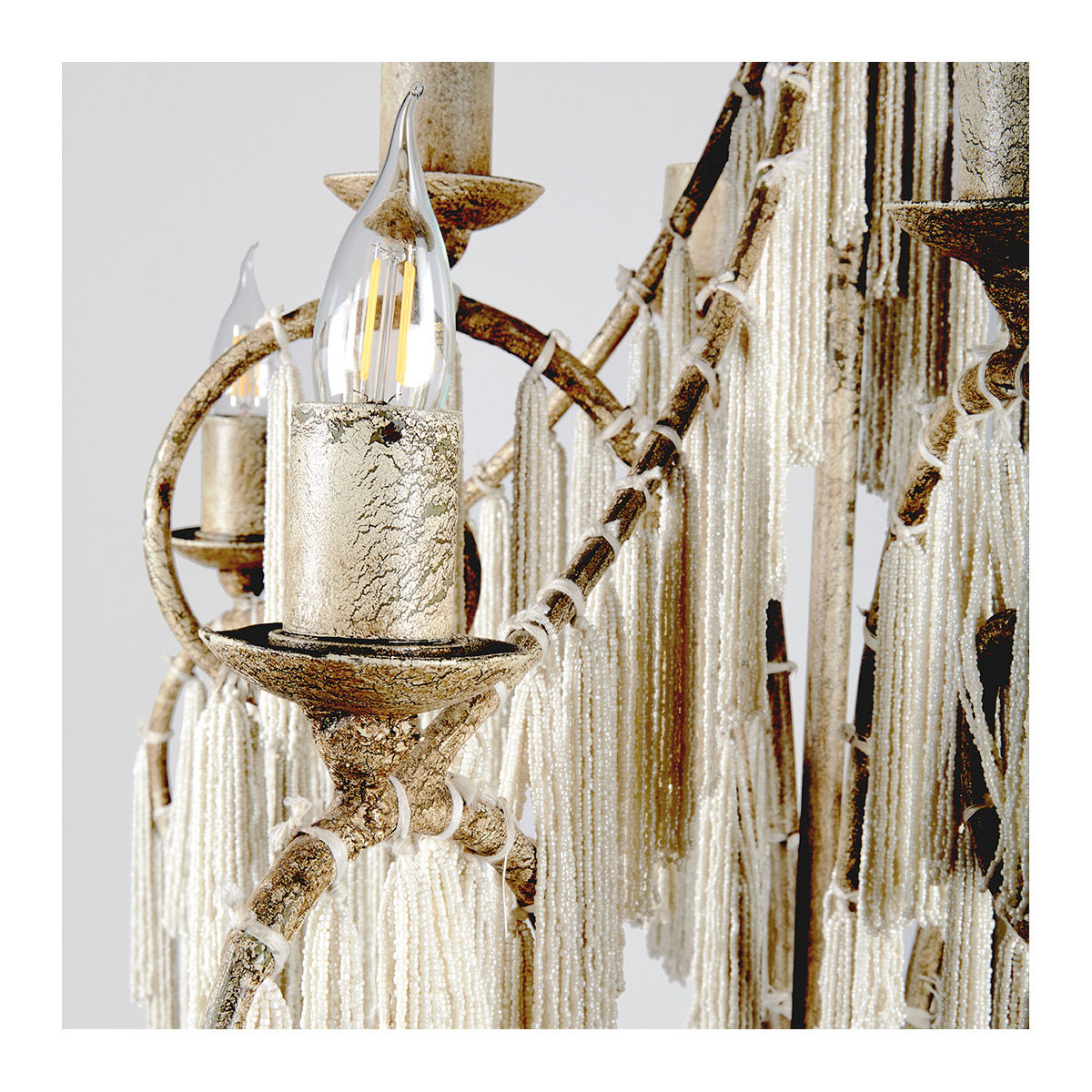 Metal and bead pendant BLANC D'IVOIRE White