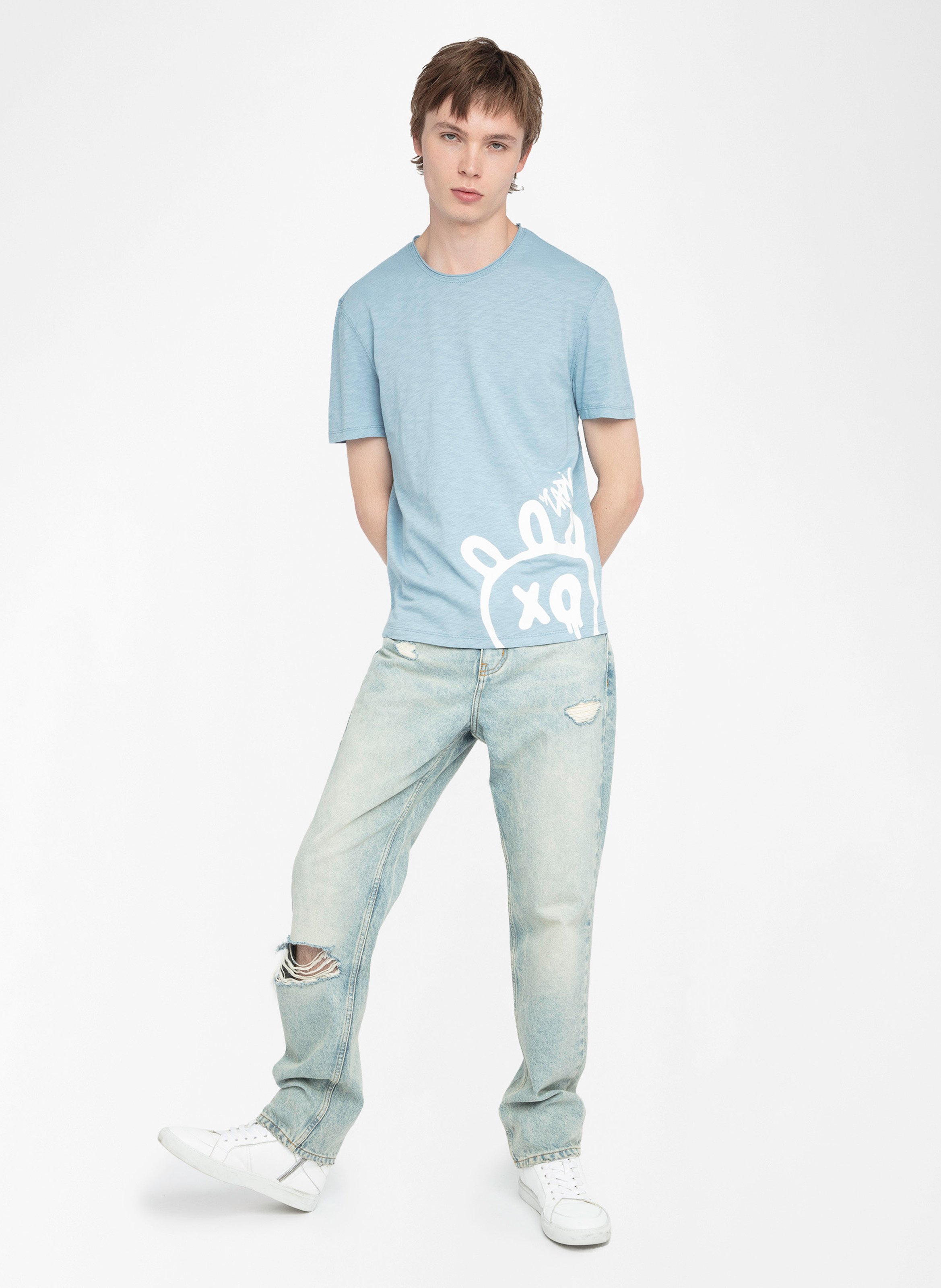 Tee-shirt col rond en coton ZADIG&amp;VOLTAIRE Bleu