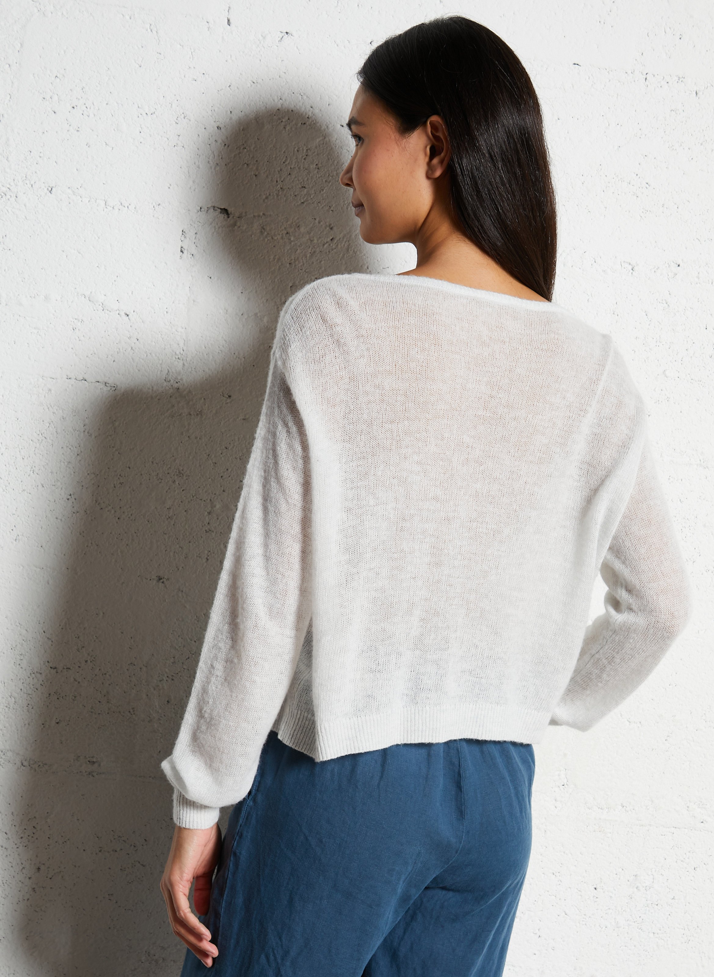 Gerade geschnittene Strickjacke Grau