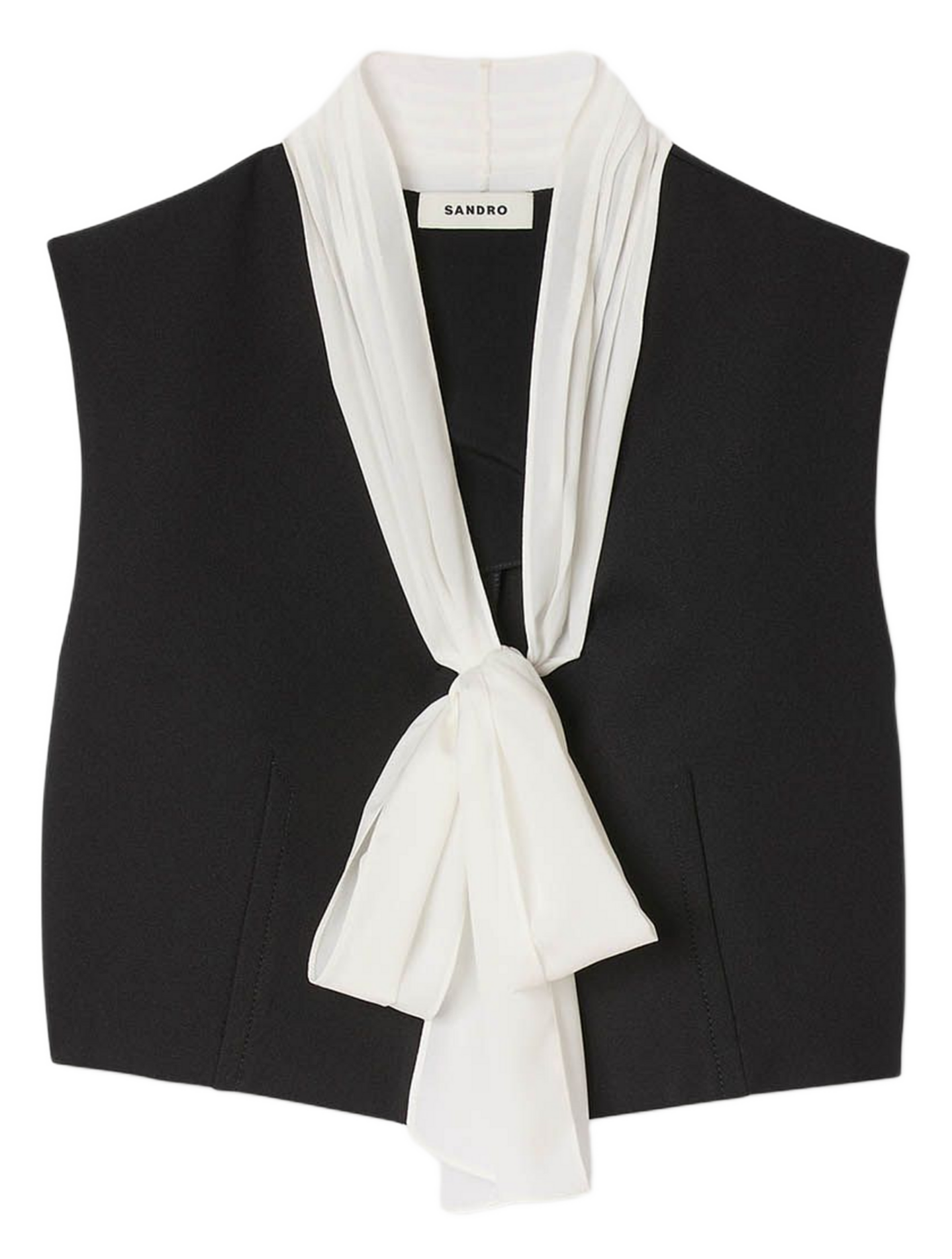 Korte top met strikkraag SANDRO Zwart