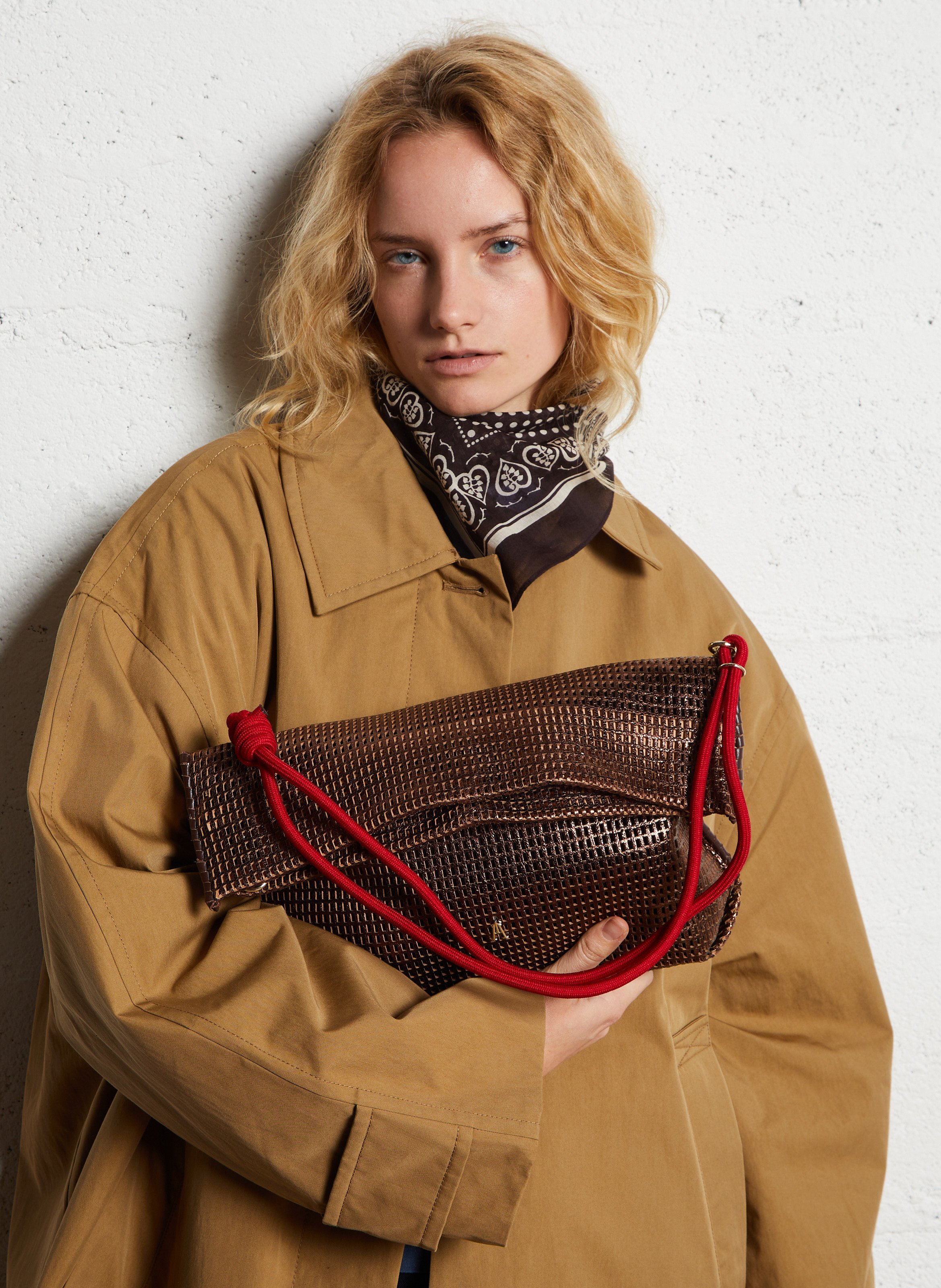 Sac bandoulière en cuir ajouré CRAIE STUDIO Marron