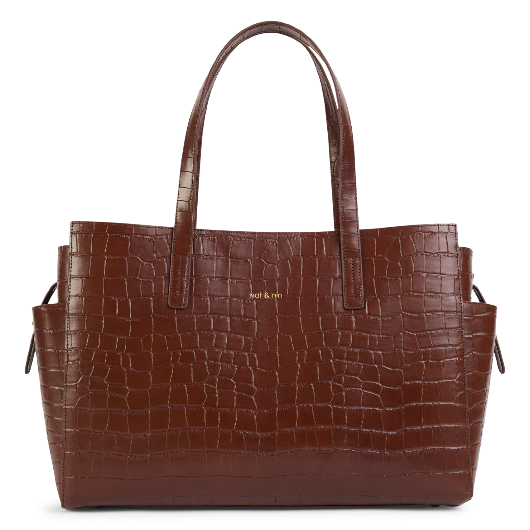 Leder-Shopper mit Reptilmuster NAT & NIN Violett