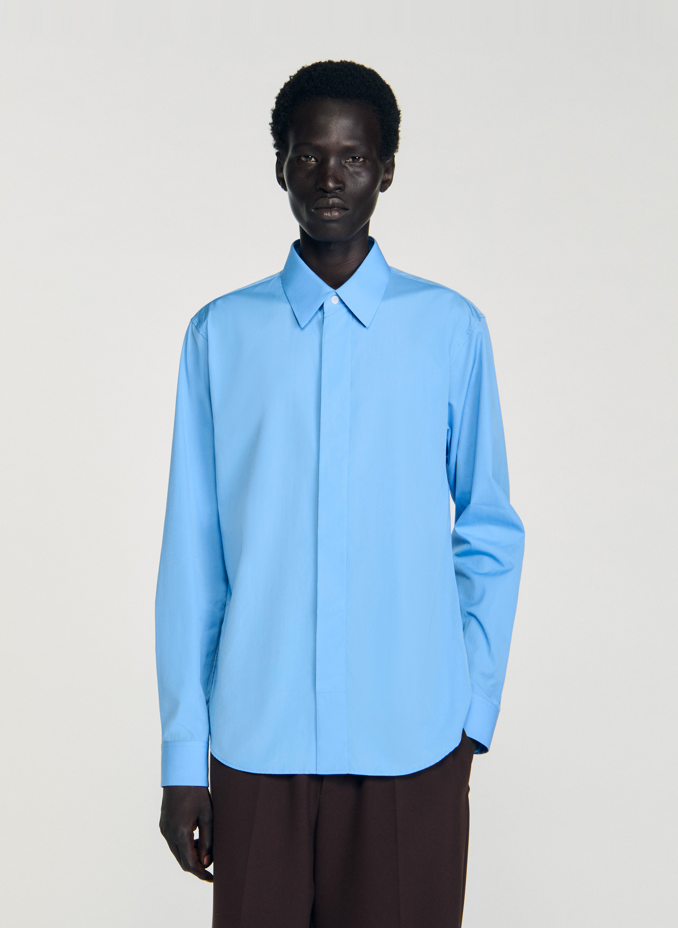 Cotton shirt with classic collar SANDRO Blue