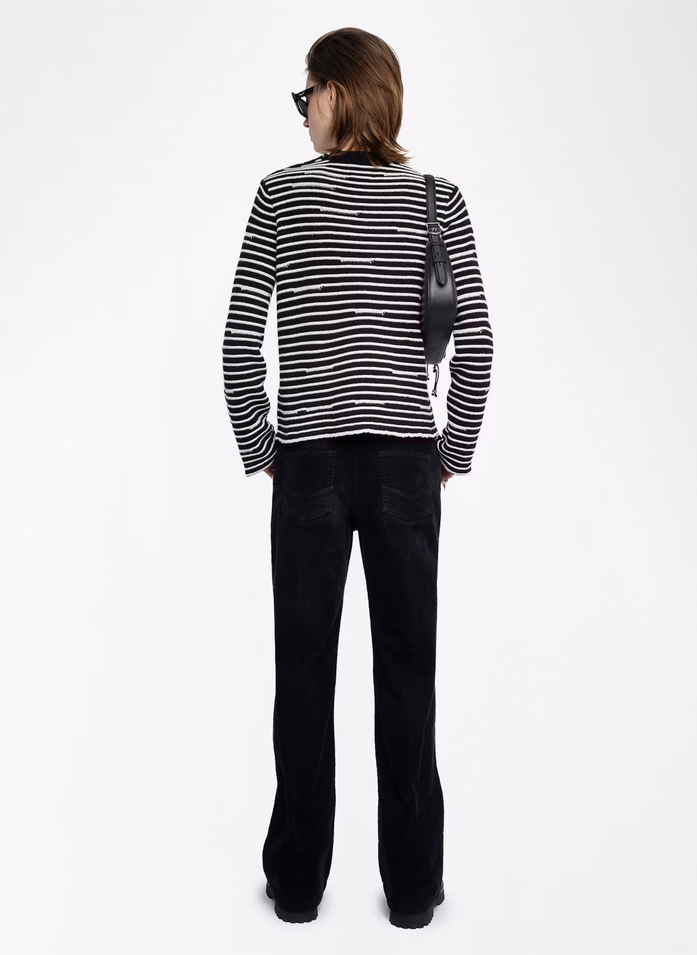 Pull droit rayé en laine et cachemire ZADIG&VOLTAIRE Noir