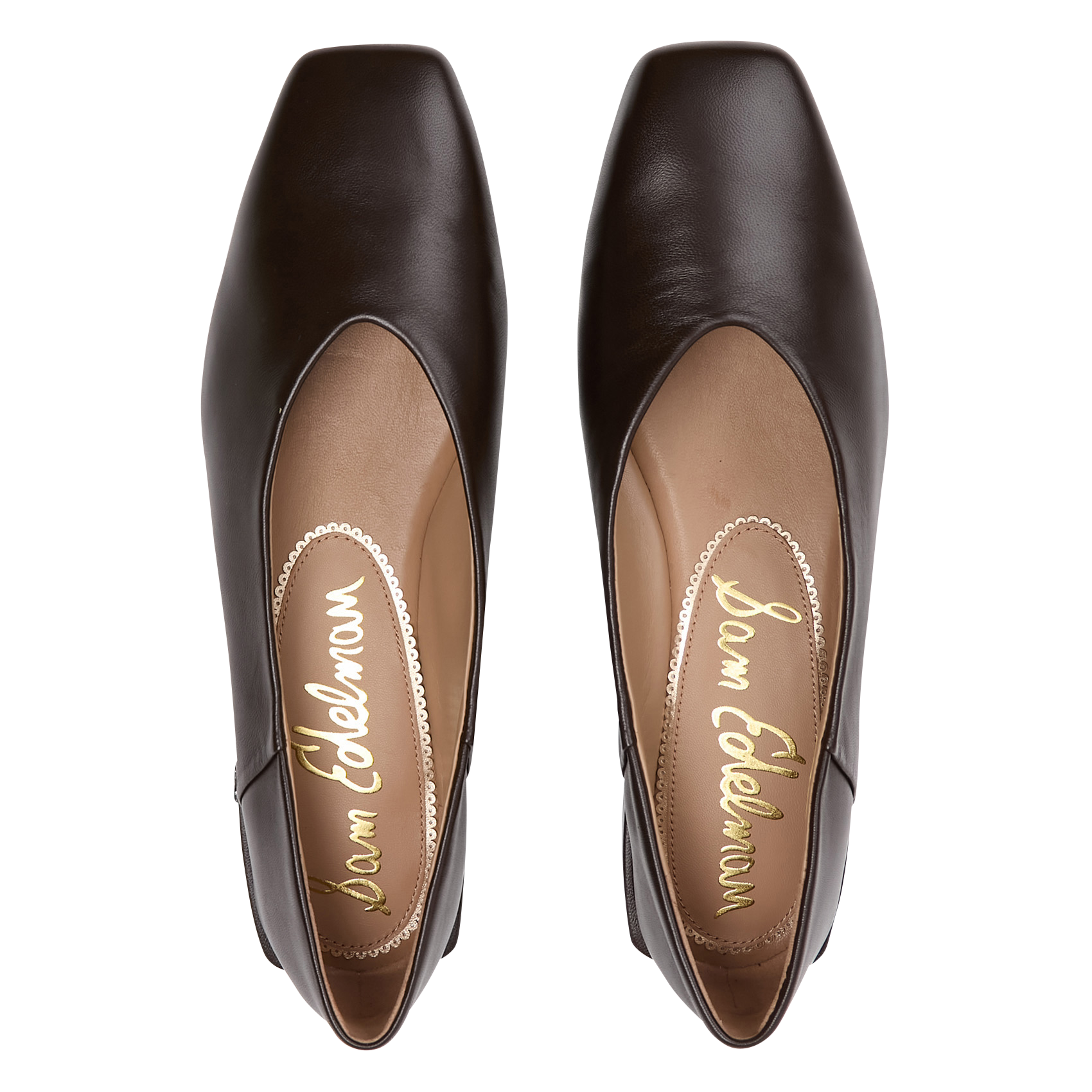 Leder-Ballerinas mit eckiger Spitze SAM EDELMAN Braun