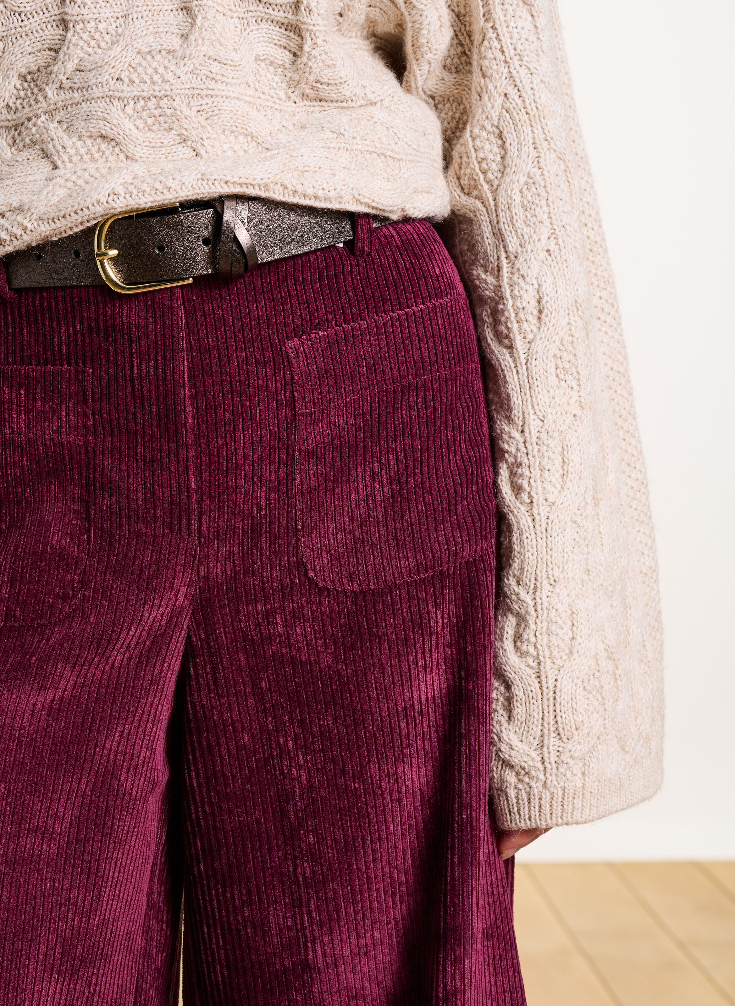 Cropped corduroy pants LA FEE MARABOUTEE Brown