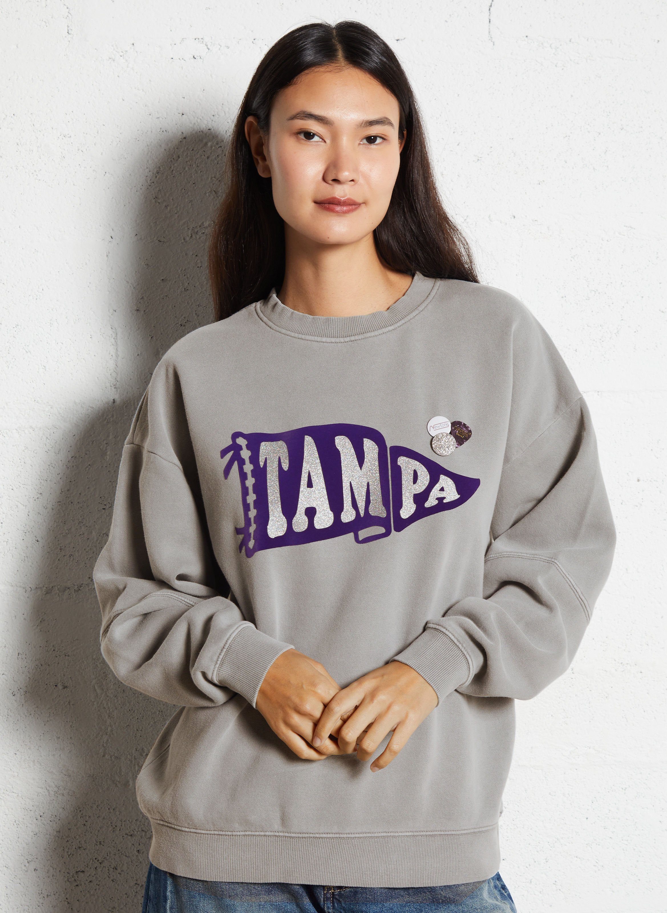 Sweat droit avec imprimé pailleté NEWTONE Gris