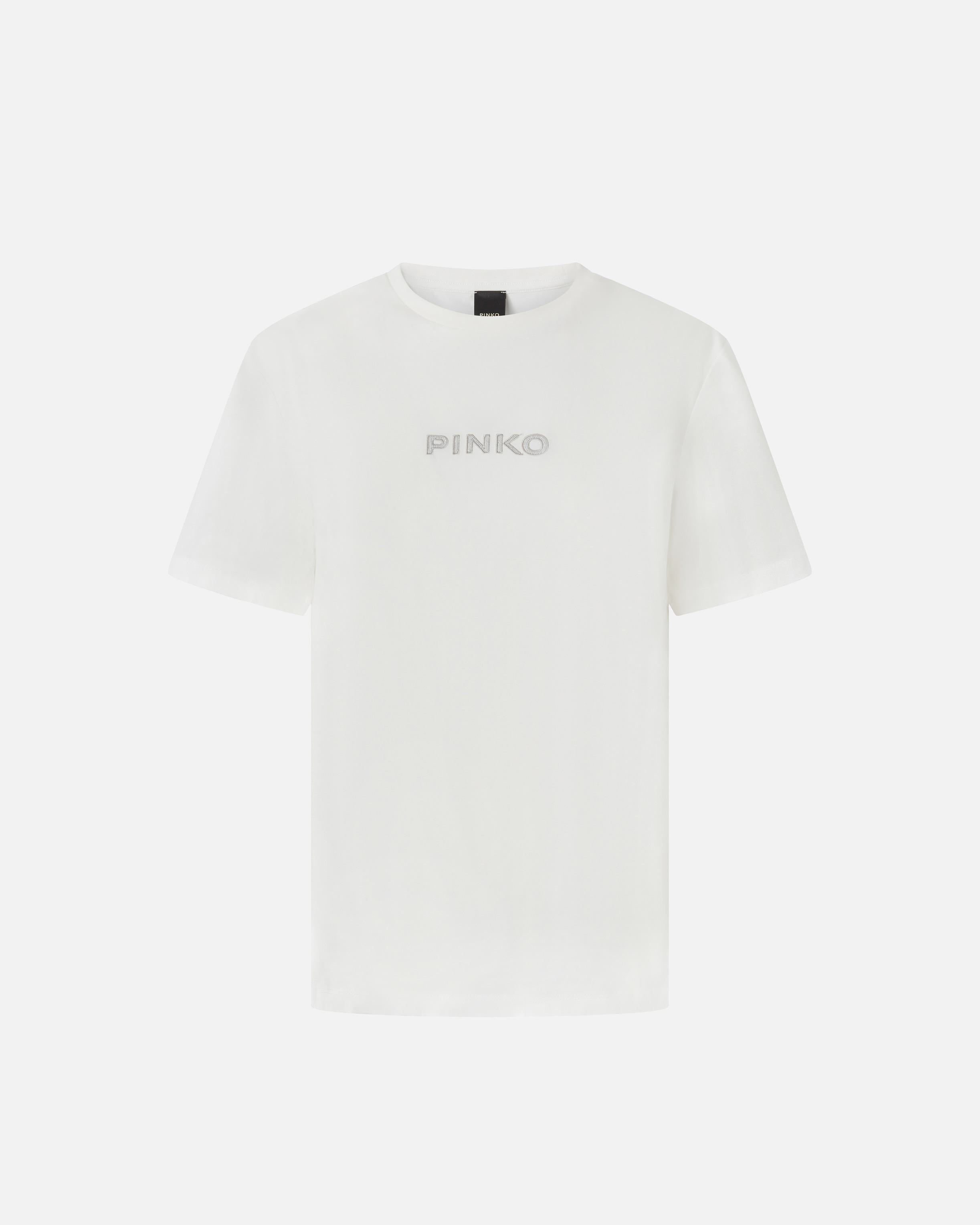 T-shirt with rhinestone logo PINKO White