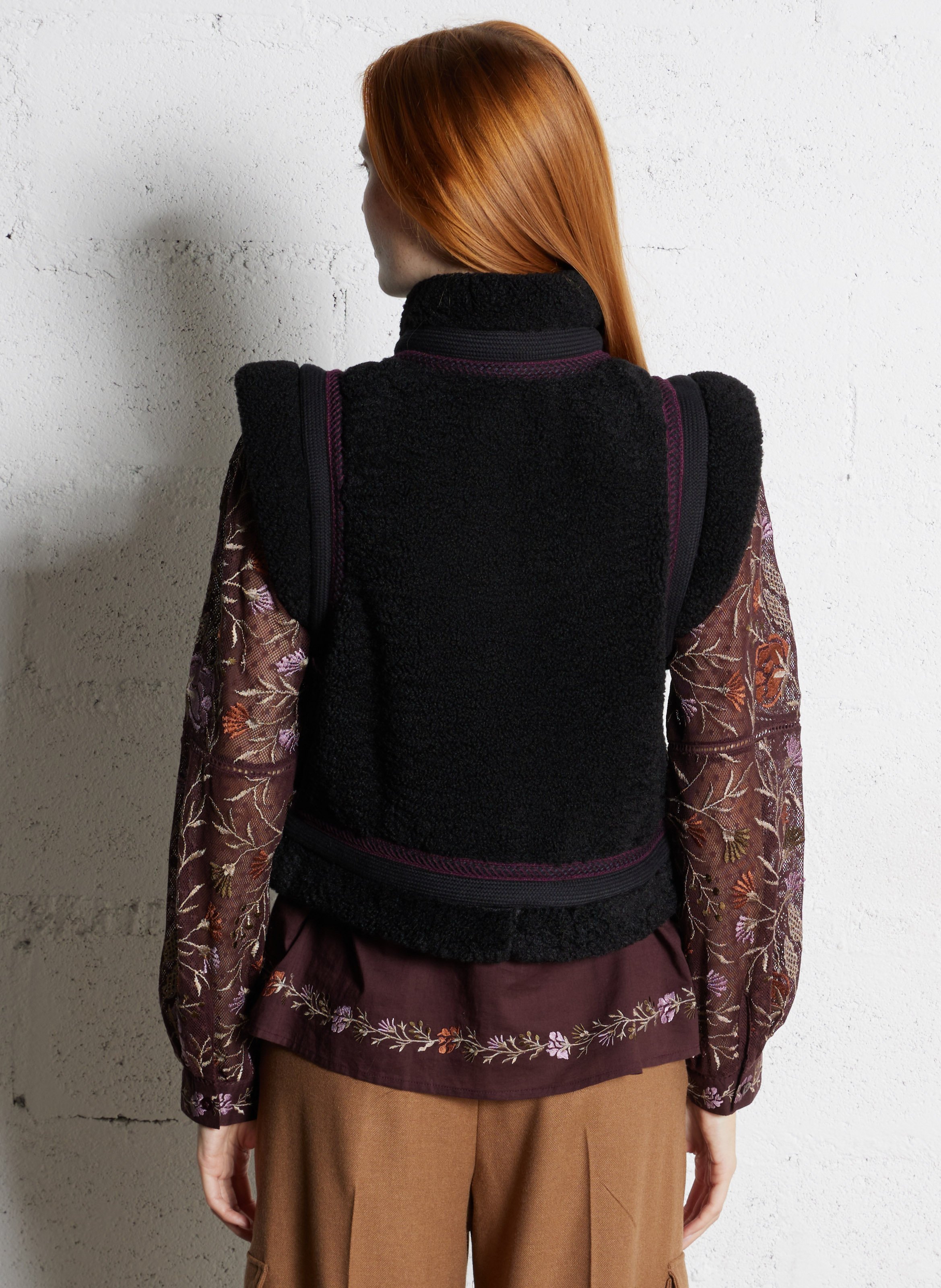 Kurze ärmellose Kunstpelzweste ANTIK BATIK Schwarz