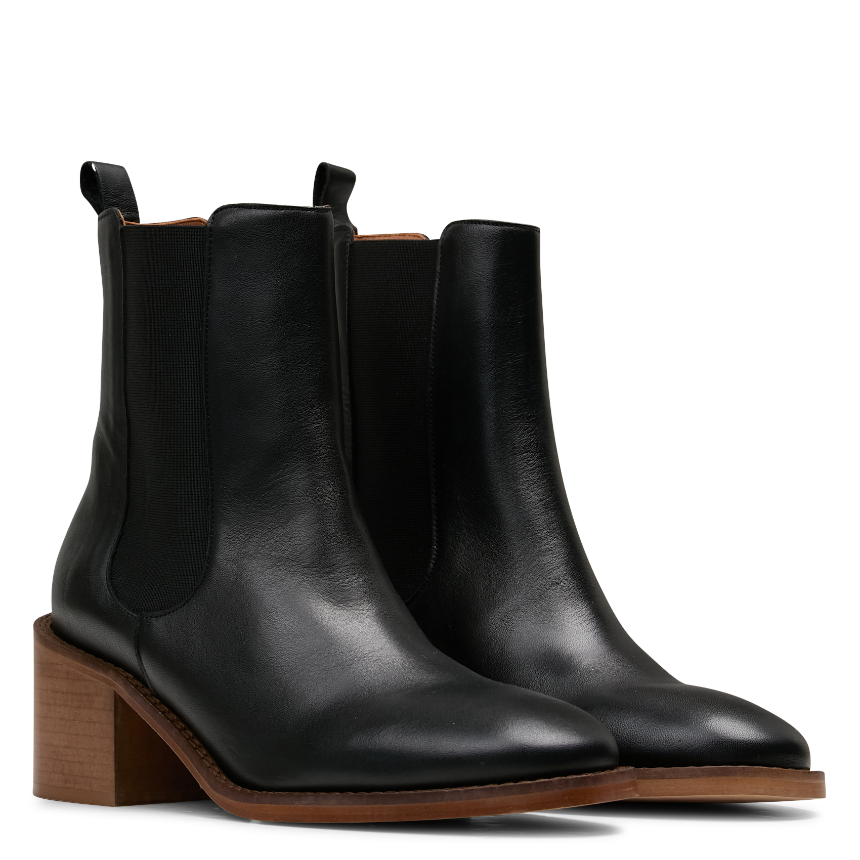 Bottines à enfiler en cuir lisse MAISON 123 Noir