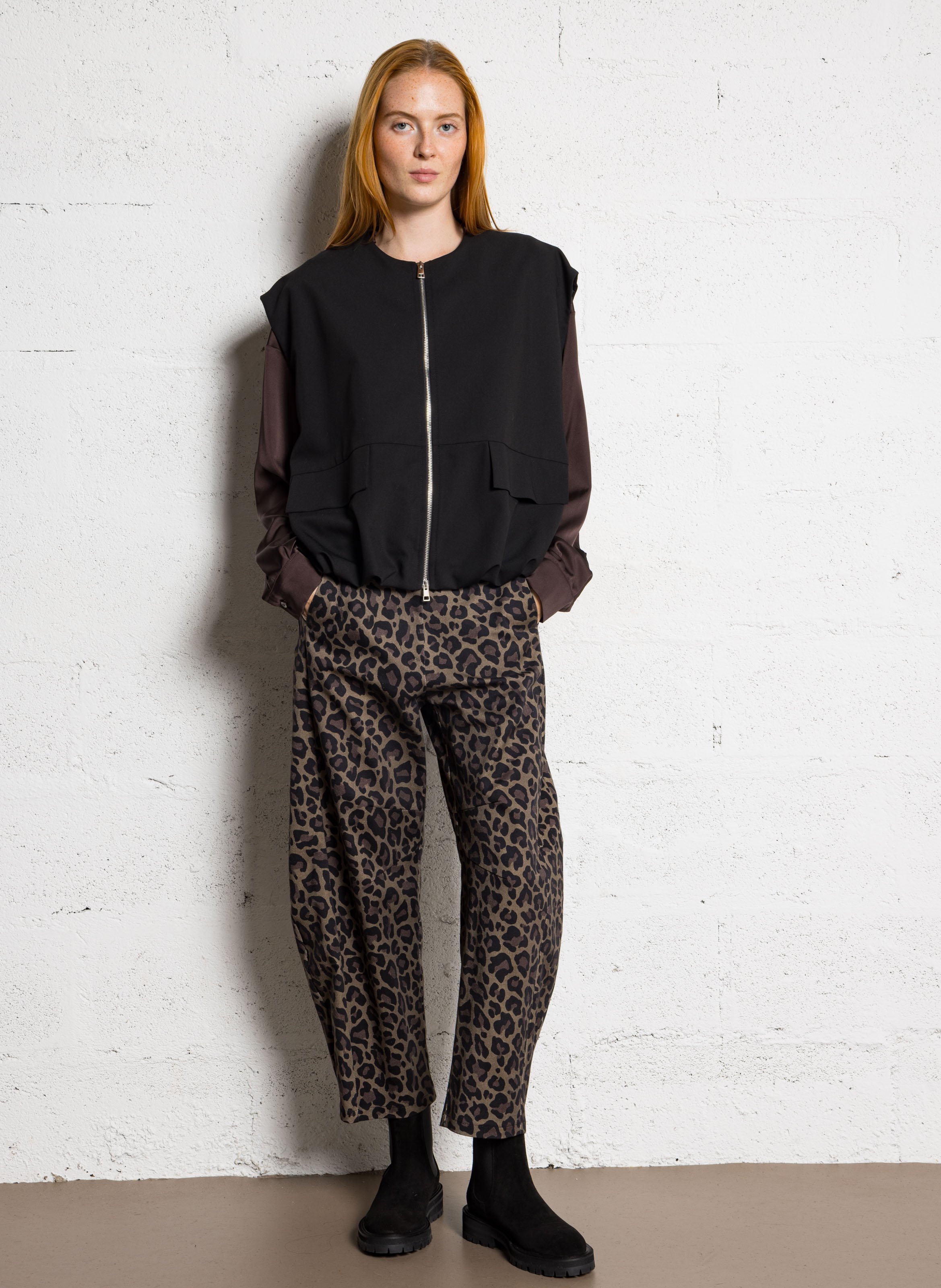 Jean droit léopard IMPERIAL Marron