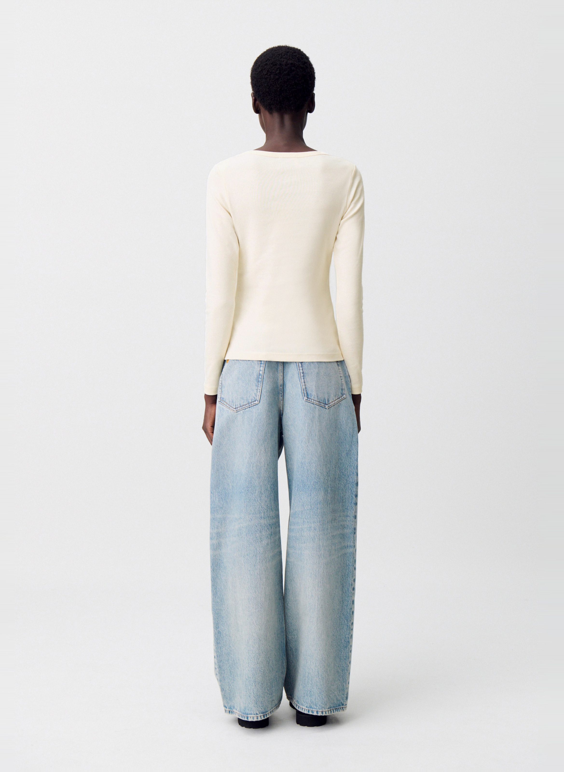 Tee-shirt près du corps col bateau CLAUDIE PIERLOT Beige