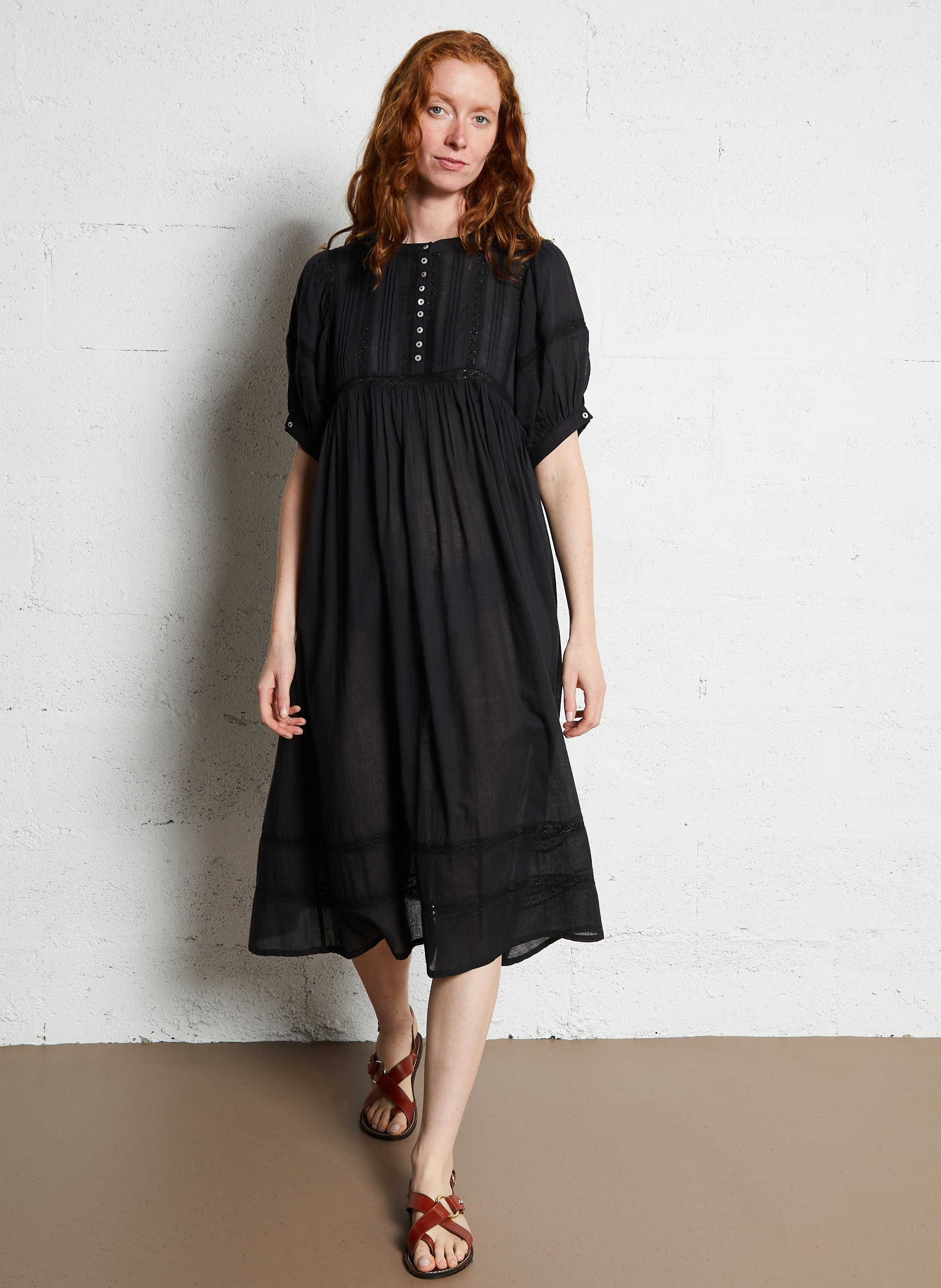 Long organic cotton dress EMILE ET IDA Black