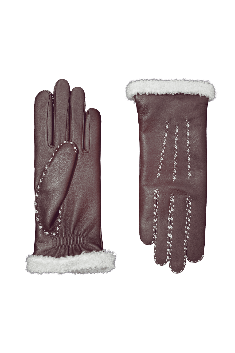 Marie-louise leather gloves lined with alpaca wool AGNELLE