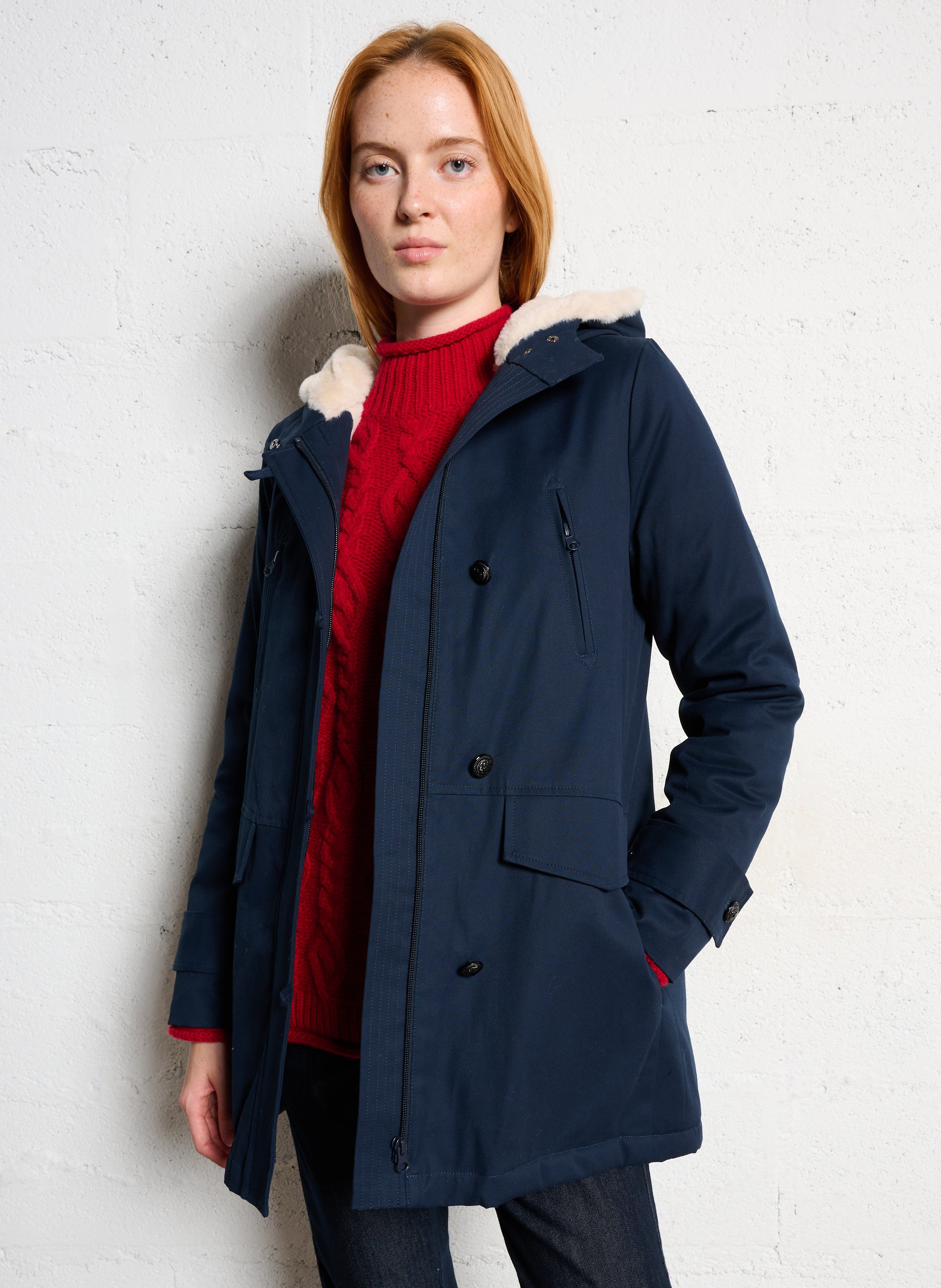 Hooded parka CAROLL Blue