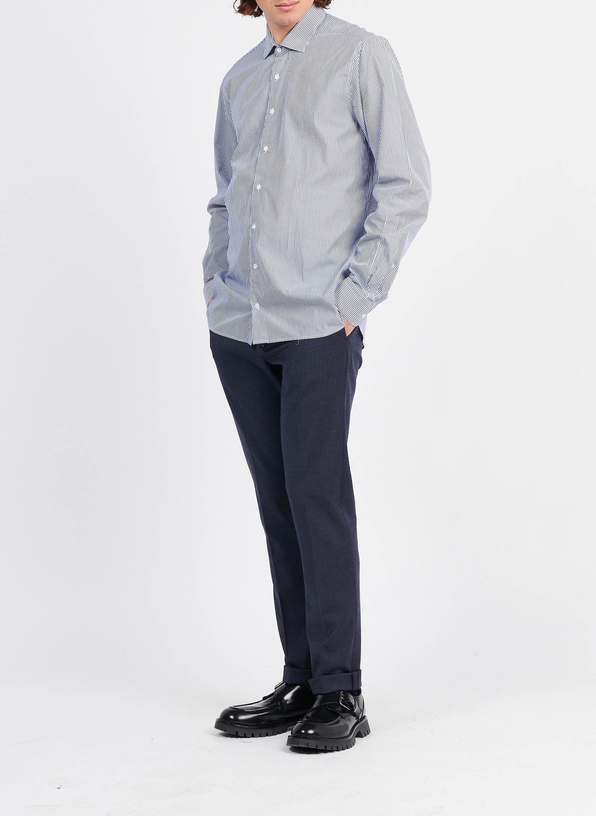 Slim-fit striped cotton shirt with classic collar ATELIER PRIVE Blue