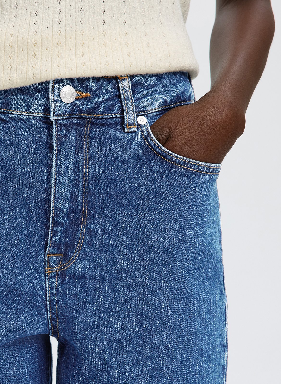 Straight cotton-blend shorts SELECTED Blue