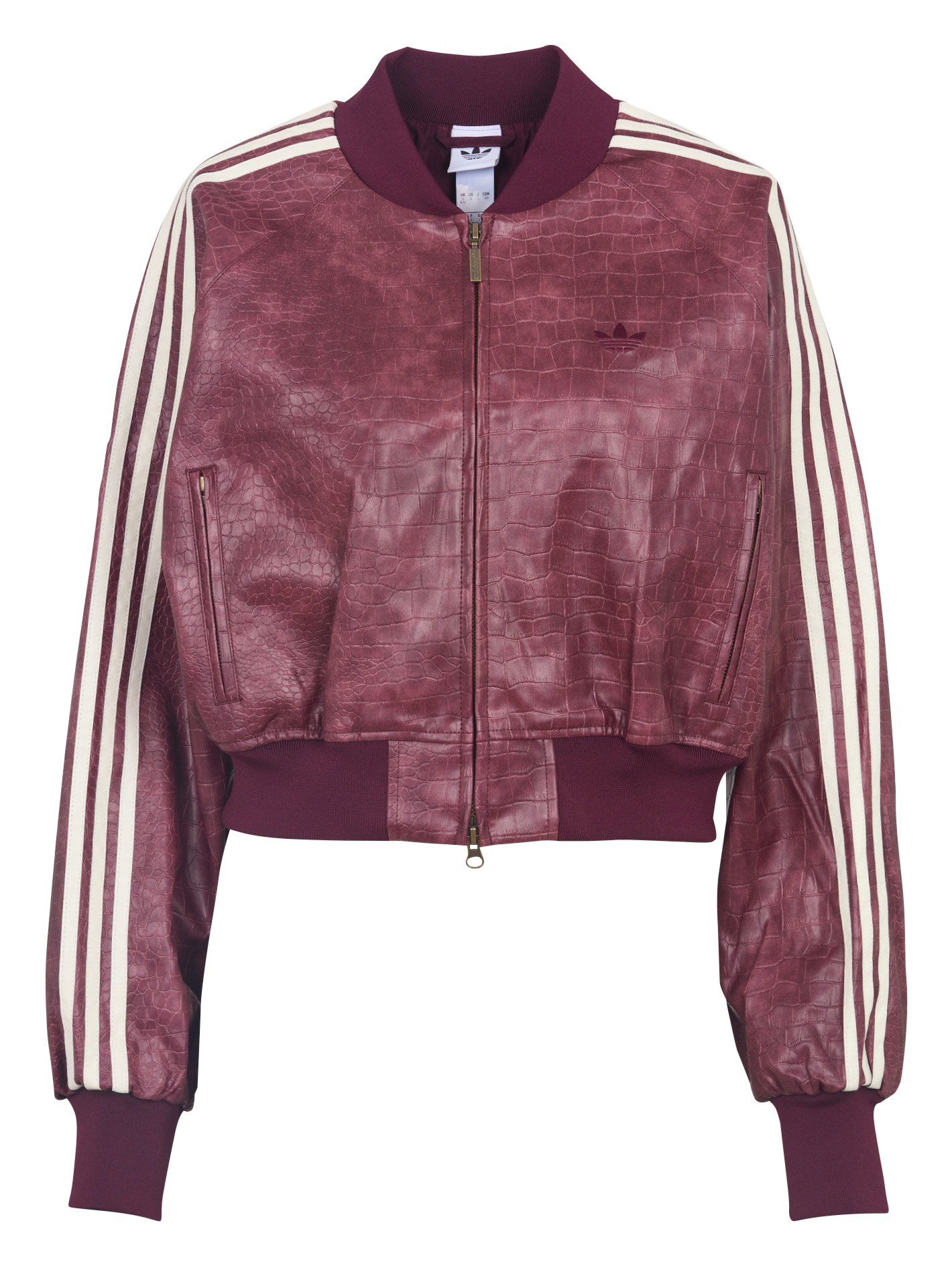 Gerade geschnittene Jacke mit Rundhalsausschnitt und Krokodil-Prägung ADIDAS Rot