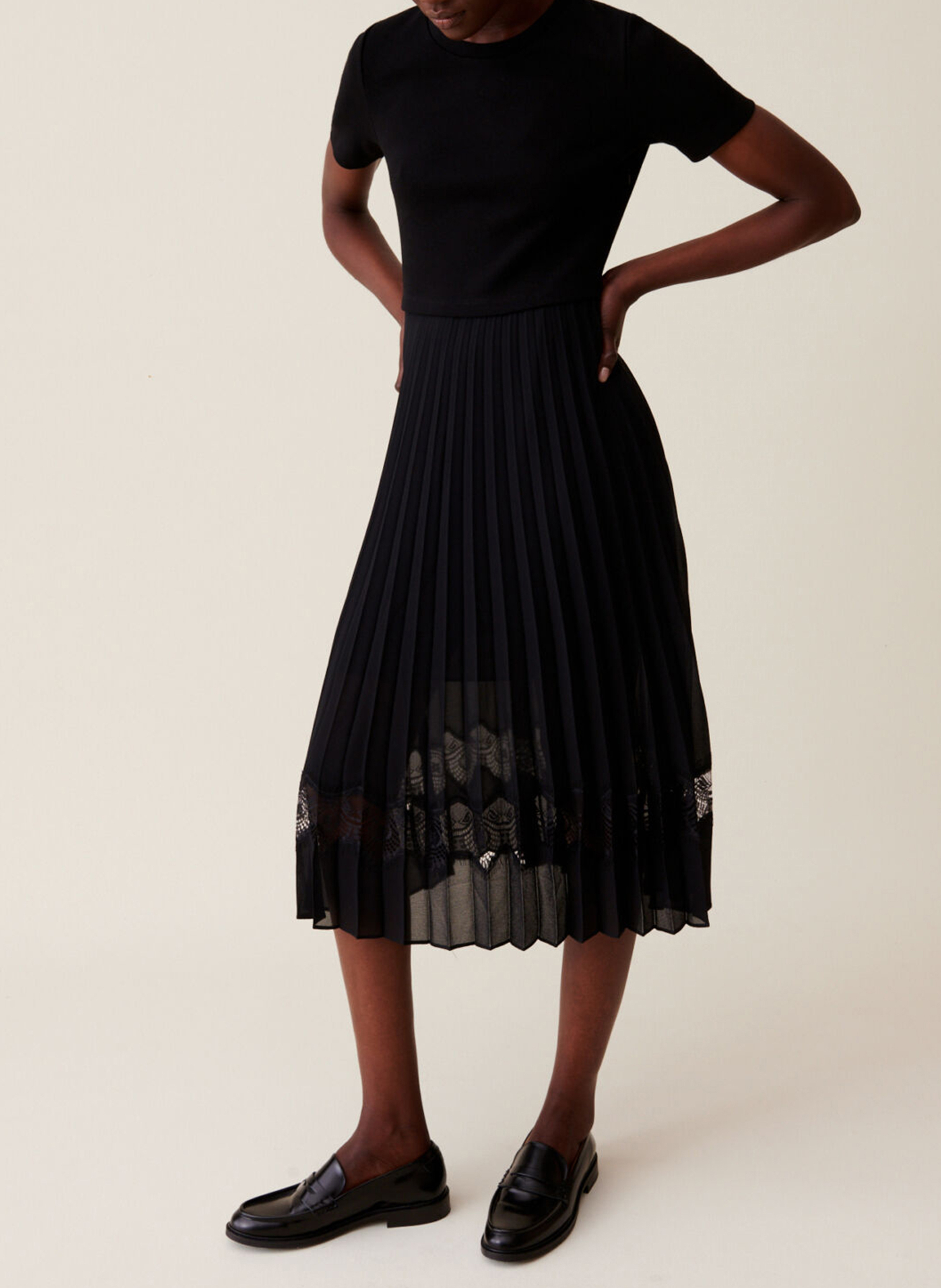Robe midi bi-matière CLAUDIE PIERLOT Noir