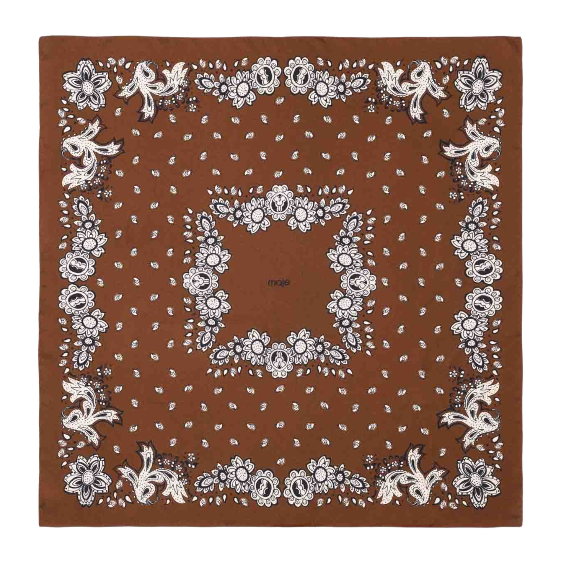 Foulard van zijde met print MAJE Bruin