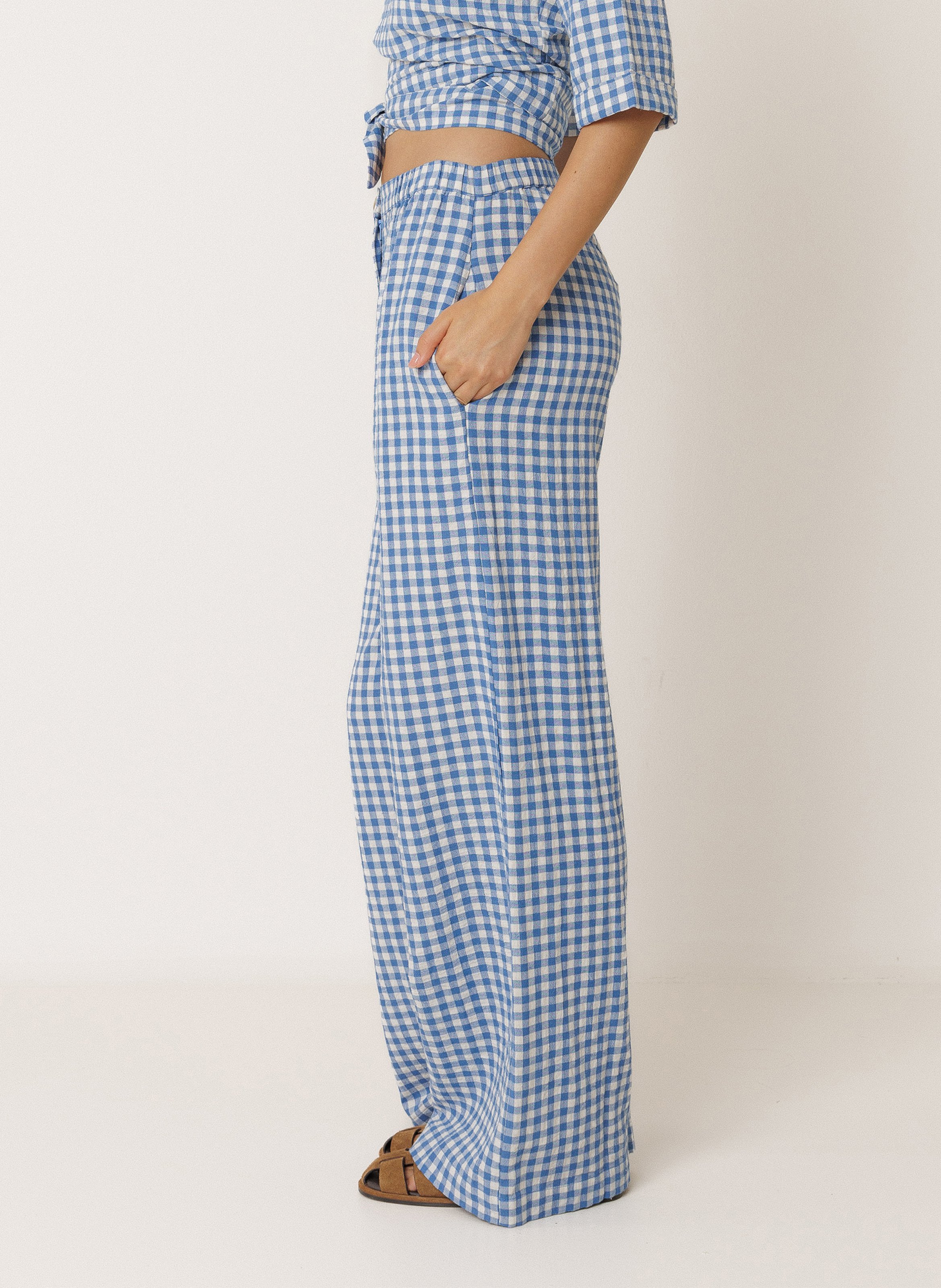 Wide leg cotton checked trousers INDI & COLD