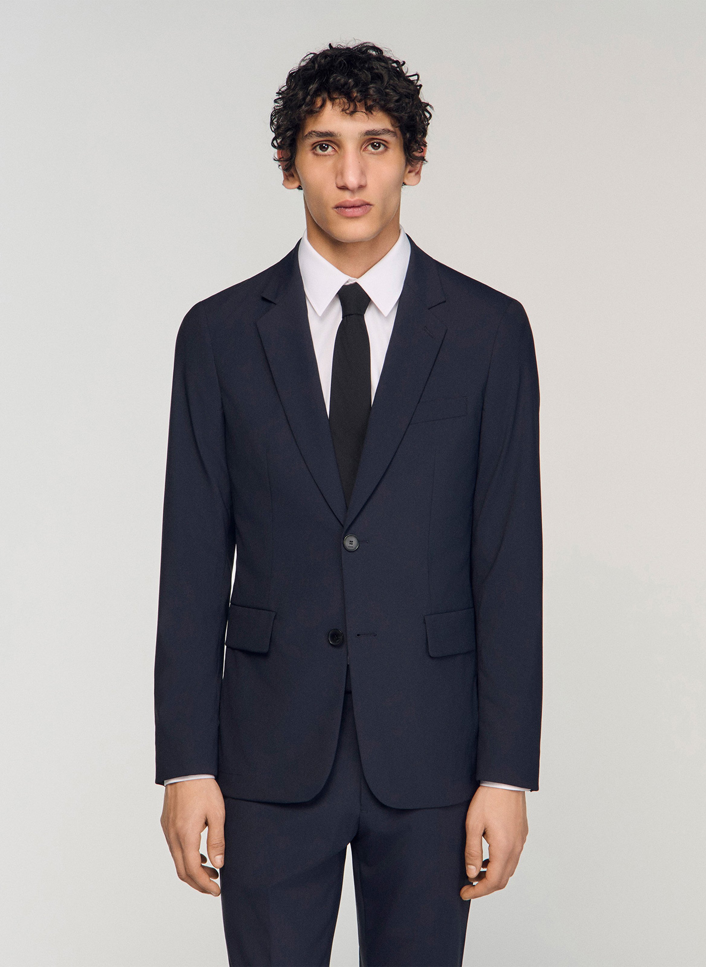 Veste de costume droite en laine mélangée SANDRO Blauw