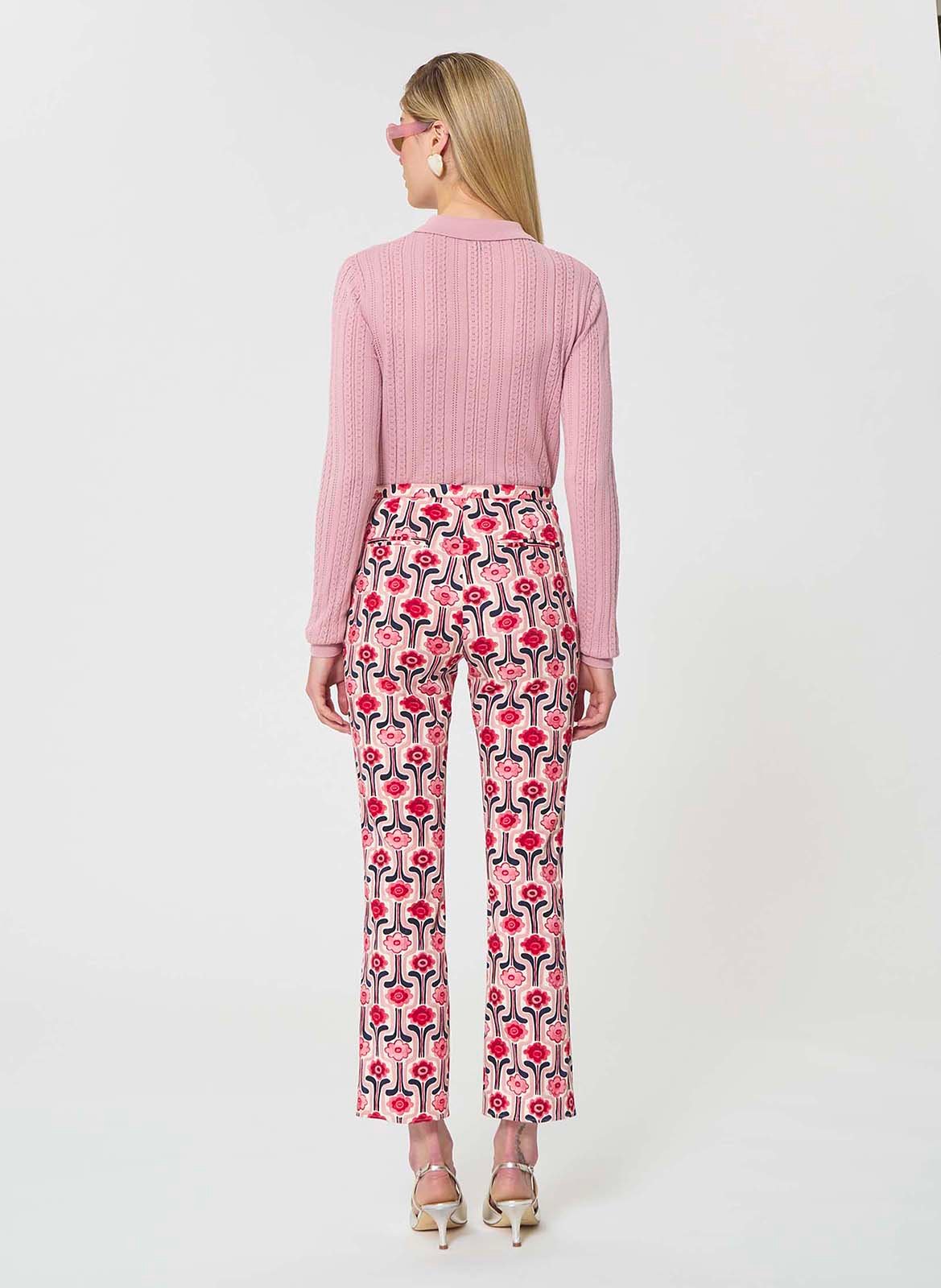 Pantalon évasé reccourci imprimé TARA JARMON Rose