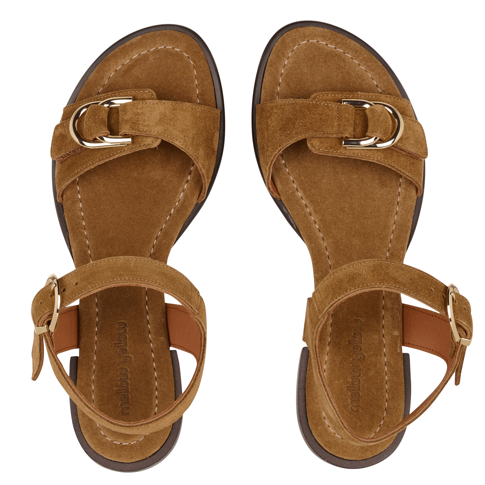 Platte, suède sandalen MELLOW YELLOW Bruin