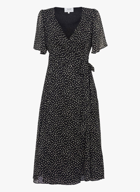 Polka dot midi wrap dress Black Sud express - Women | Place des Tendances Polka dot midi wrap dress Black Sud express - Women | Place des Tendances
