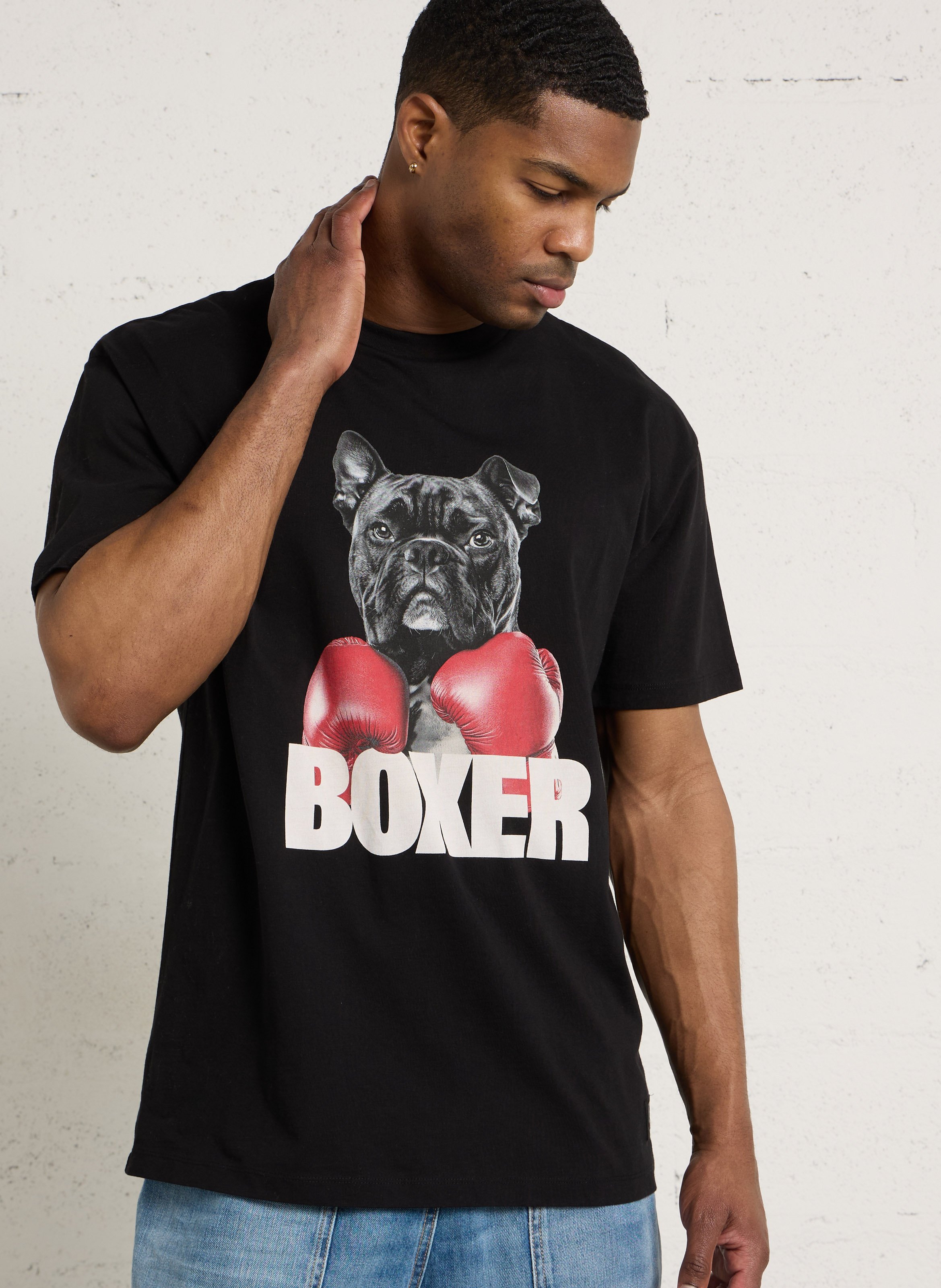 Tee-shirt col rond sérigraphié LE TEMPS DES CERISES Noir