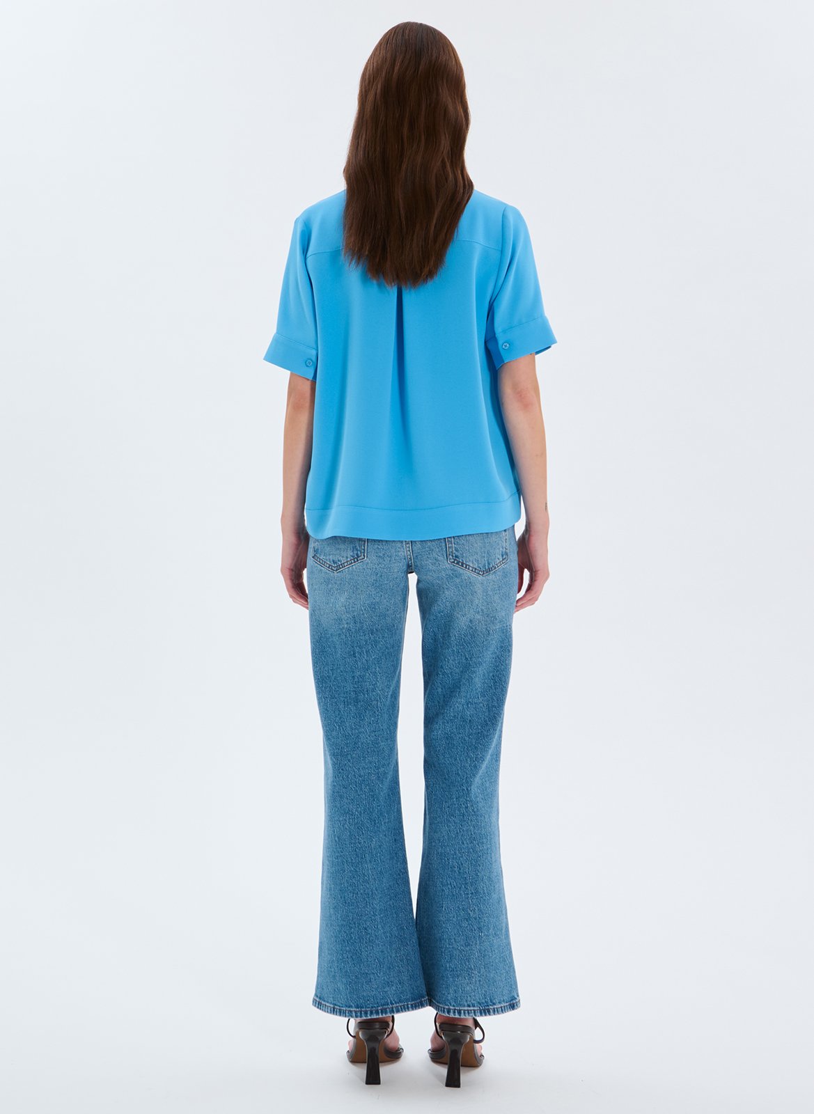 Henley collar top ZAPA Blue