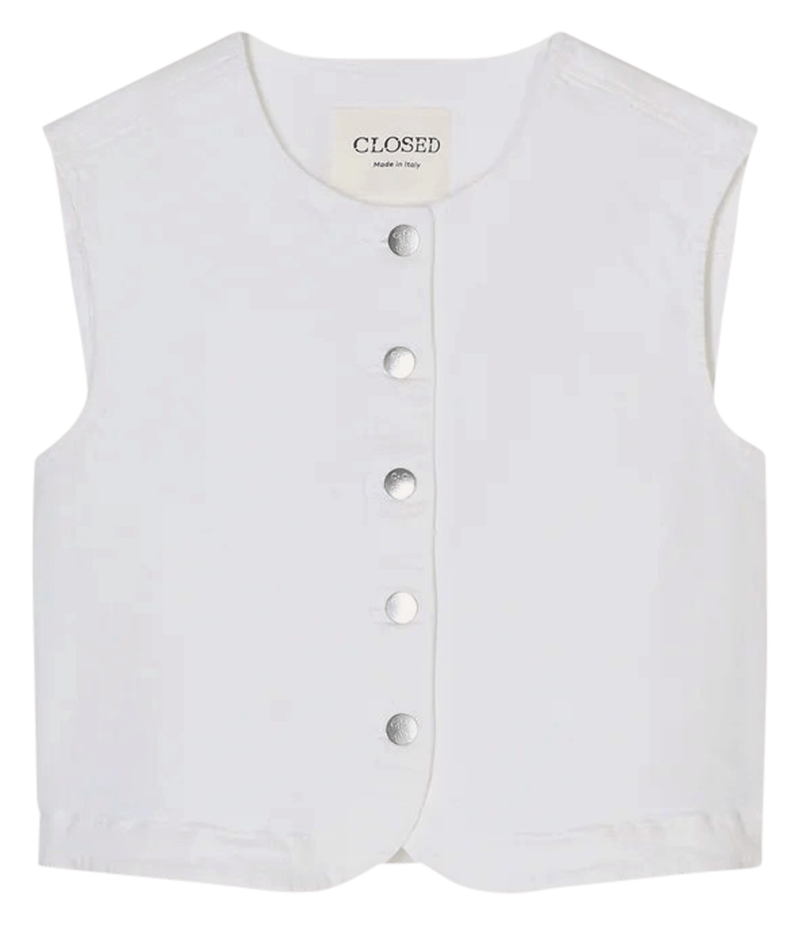 Round-neck straight cotton blend cardigan CLOSED White