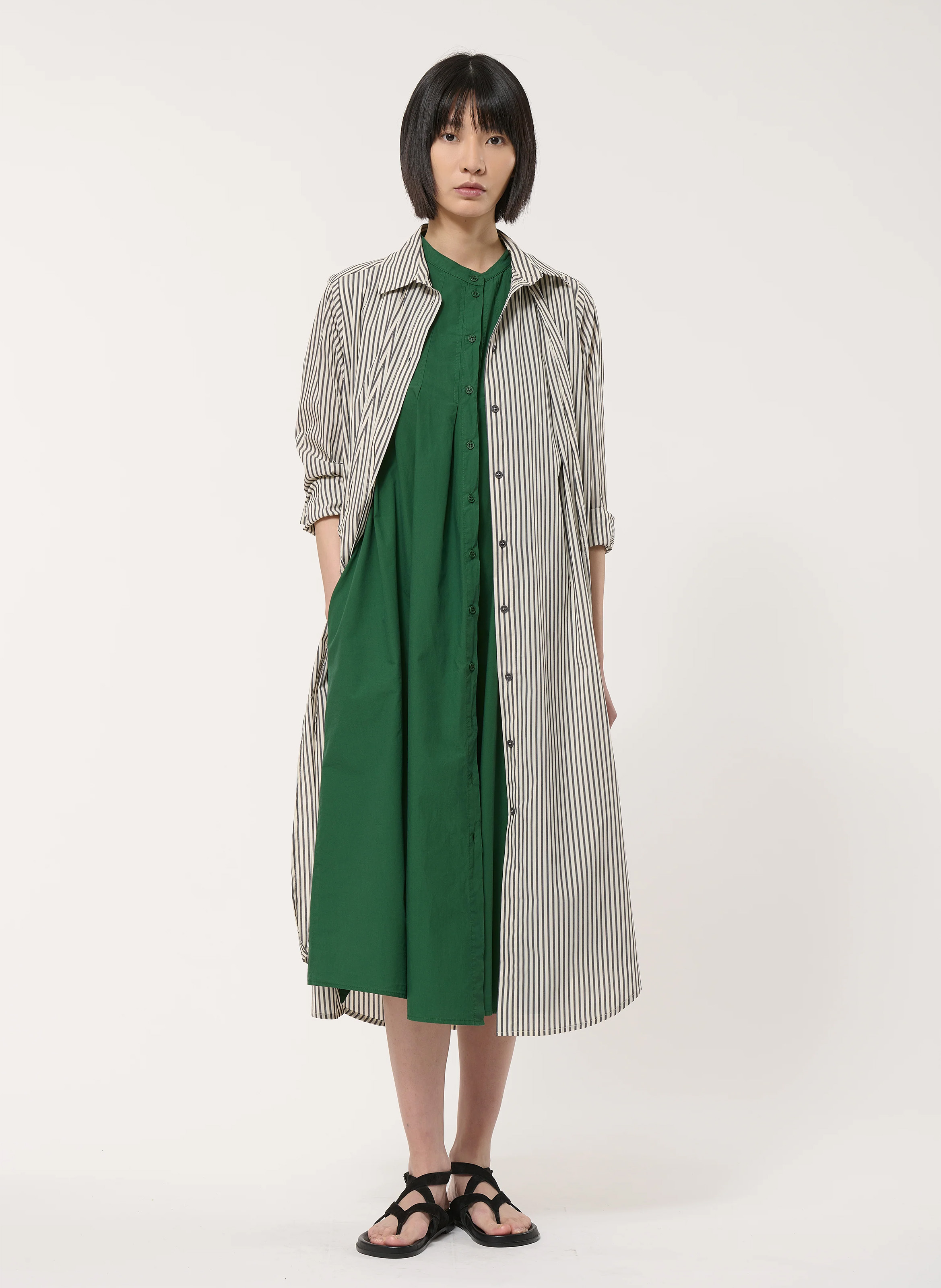 Long loose-fit cotton dress HUMILITY Green