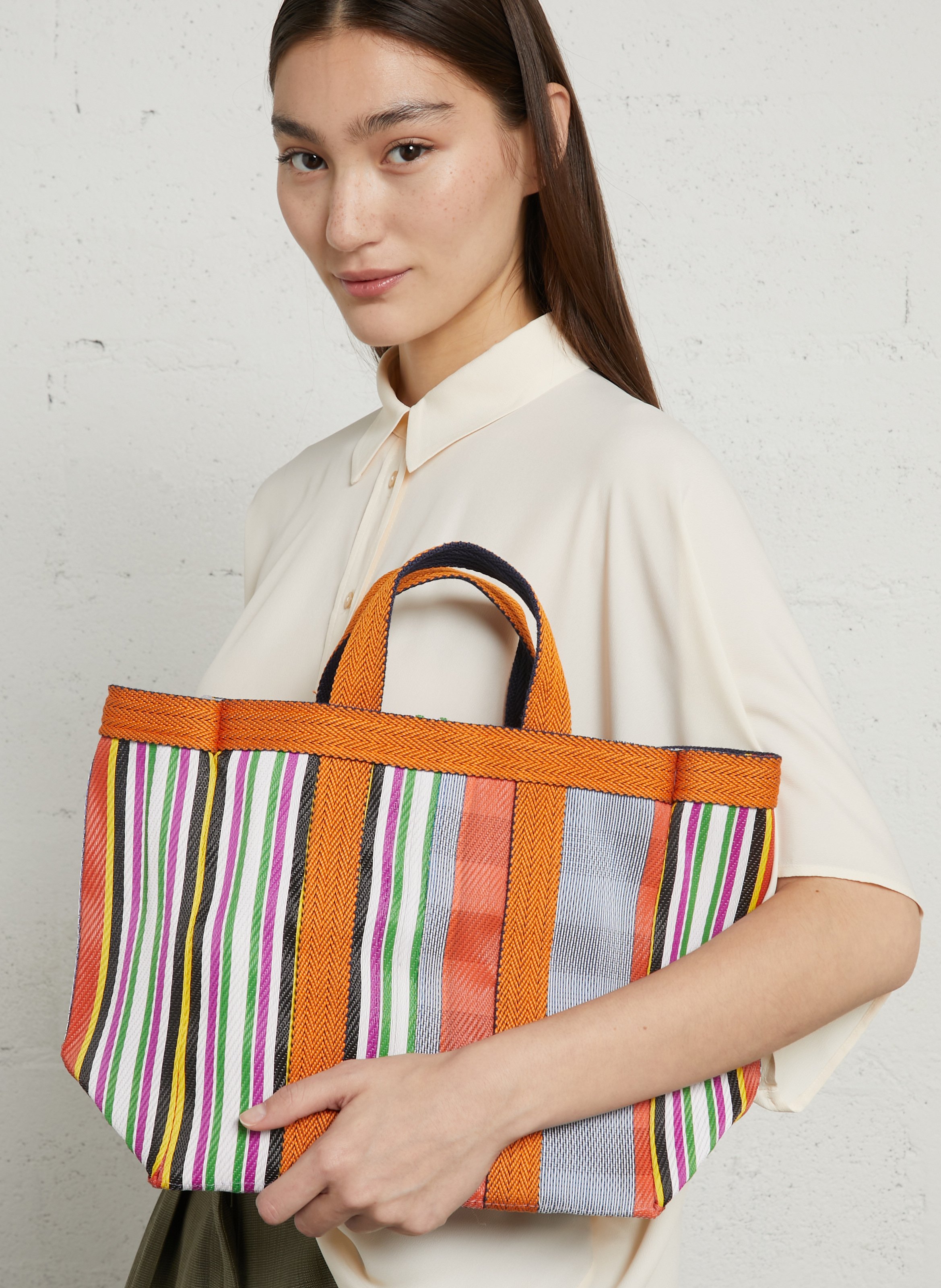 Block color shopping bag BABACHIC BAGS Orange
