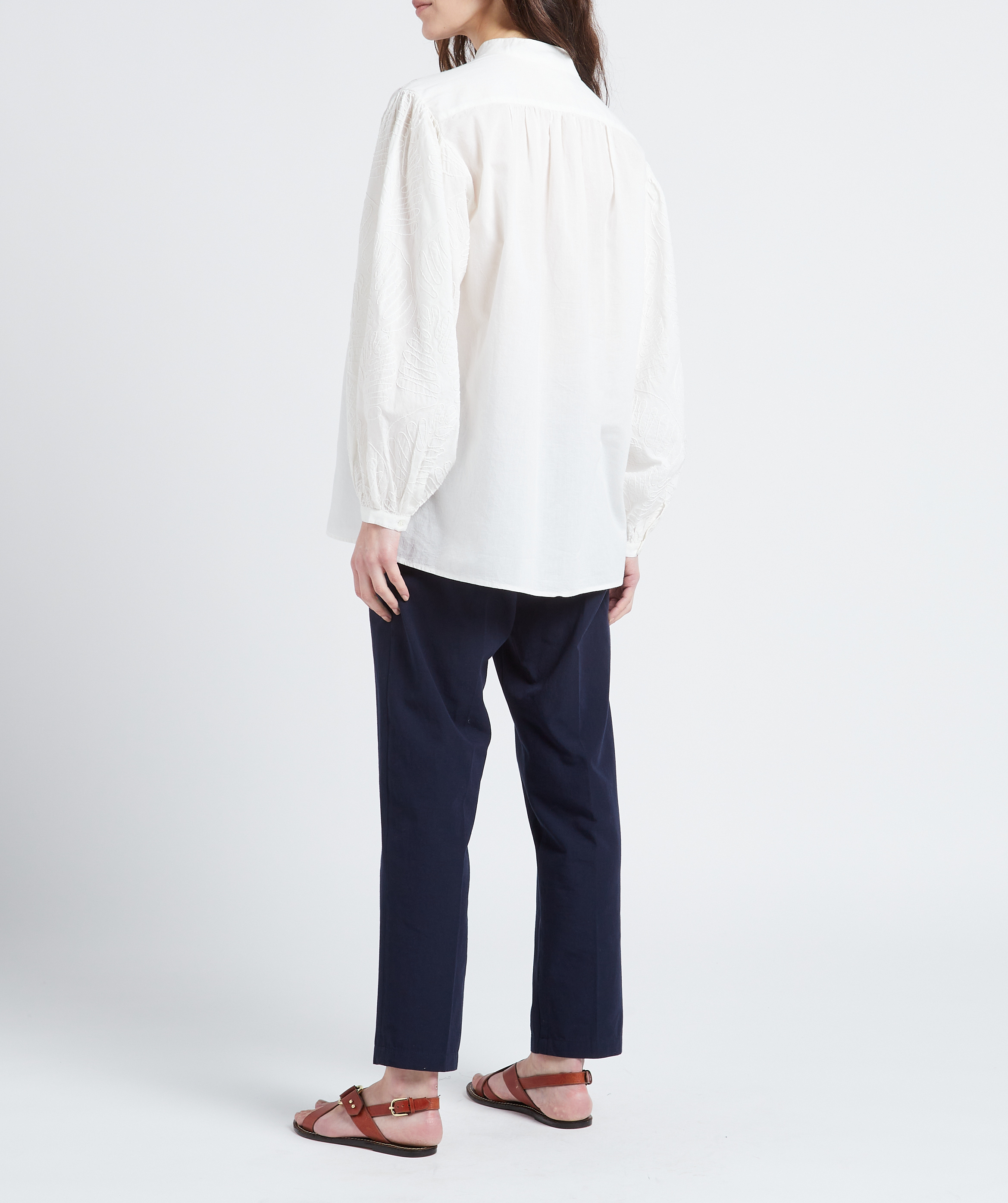 Loose-fit textured cotton blouse V DE VINSTER White