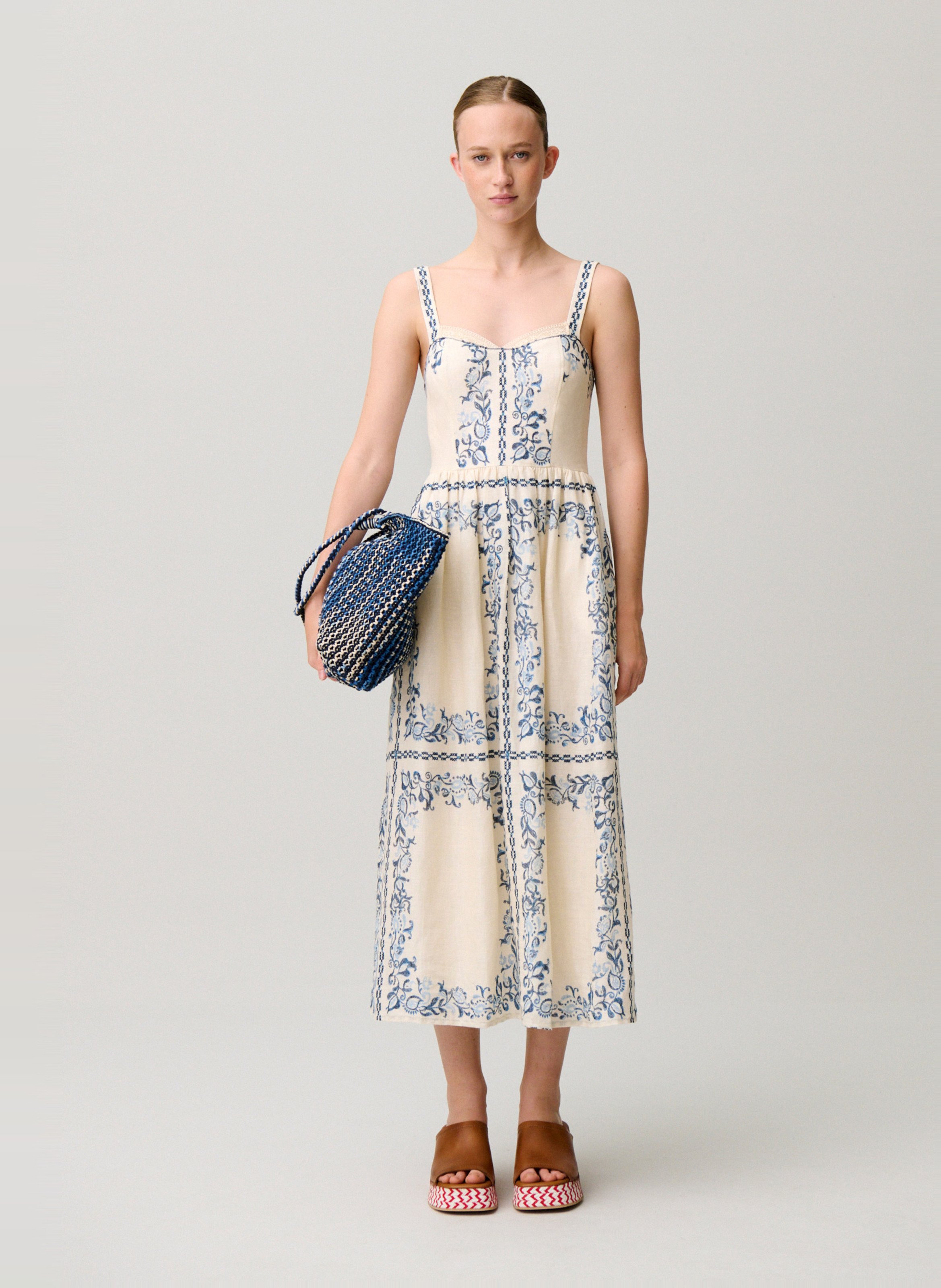 Linnen jurk met print CLAUDIE PIERLOT Veelkleurig