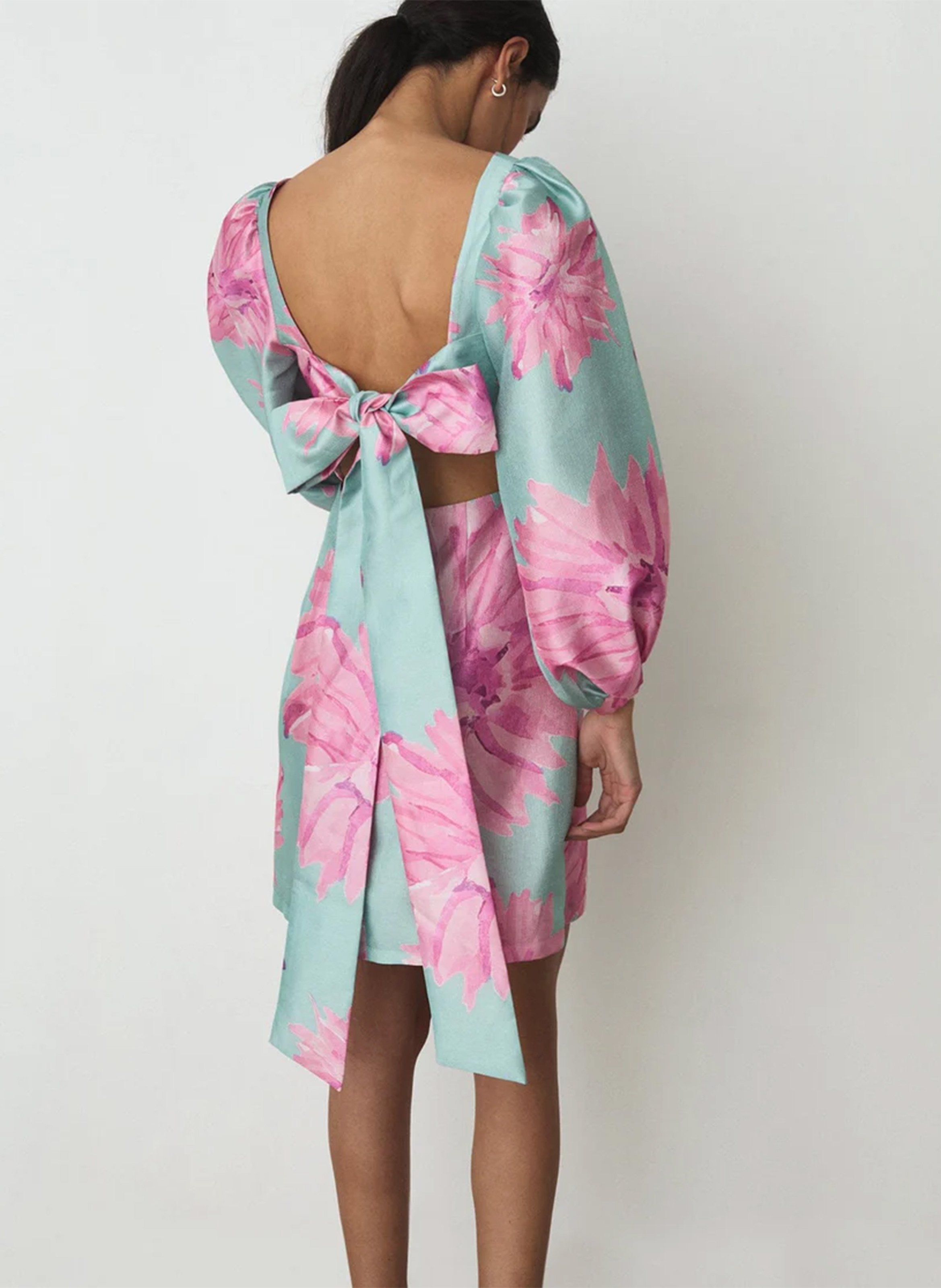 Bedrucktes Kurzkleid mit Rundhalsausschnitt LAAGAM Rosa