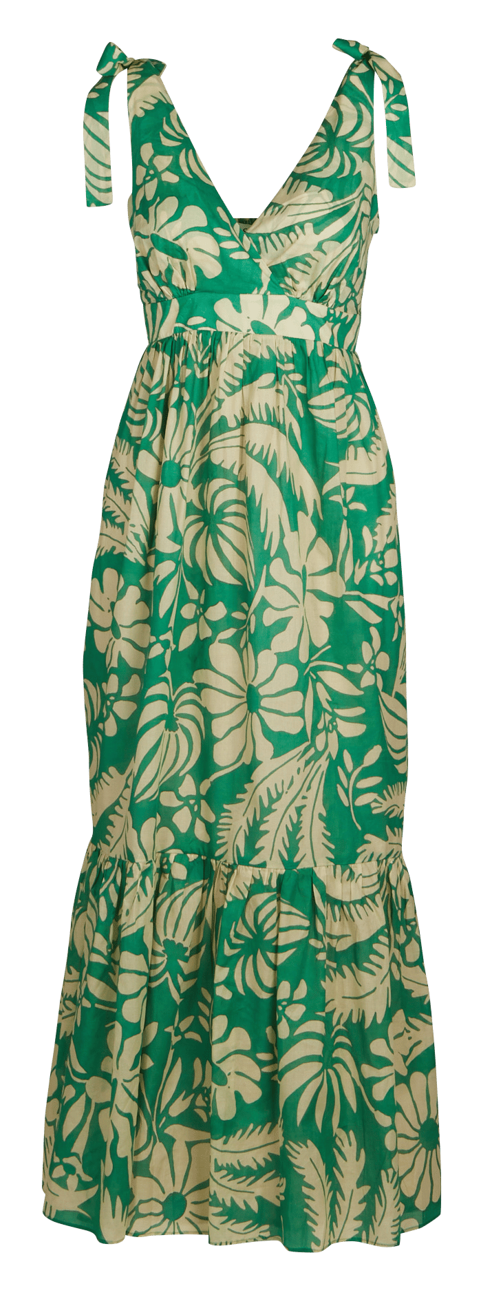 Robe longue col V en coton SUD EXPRESS Vert