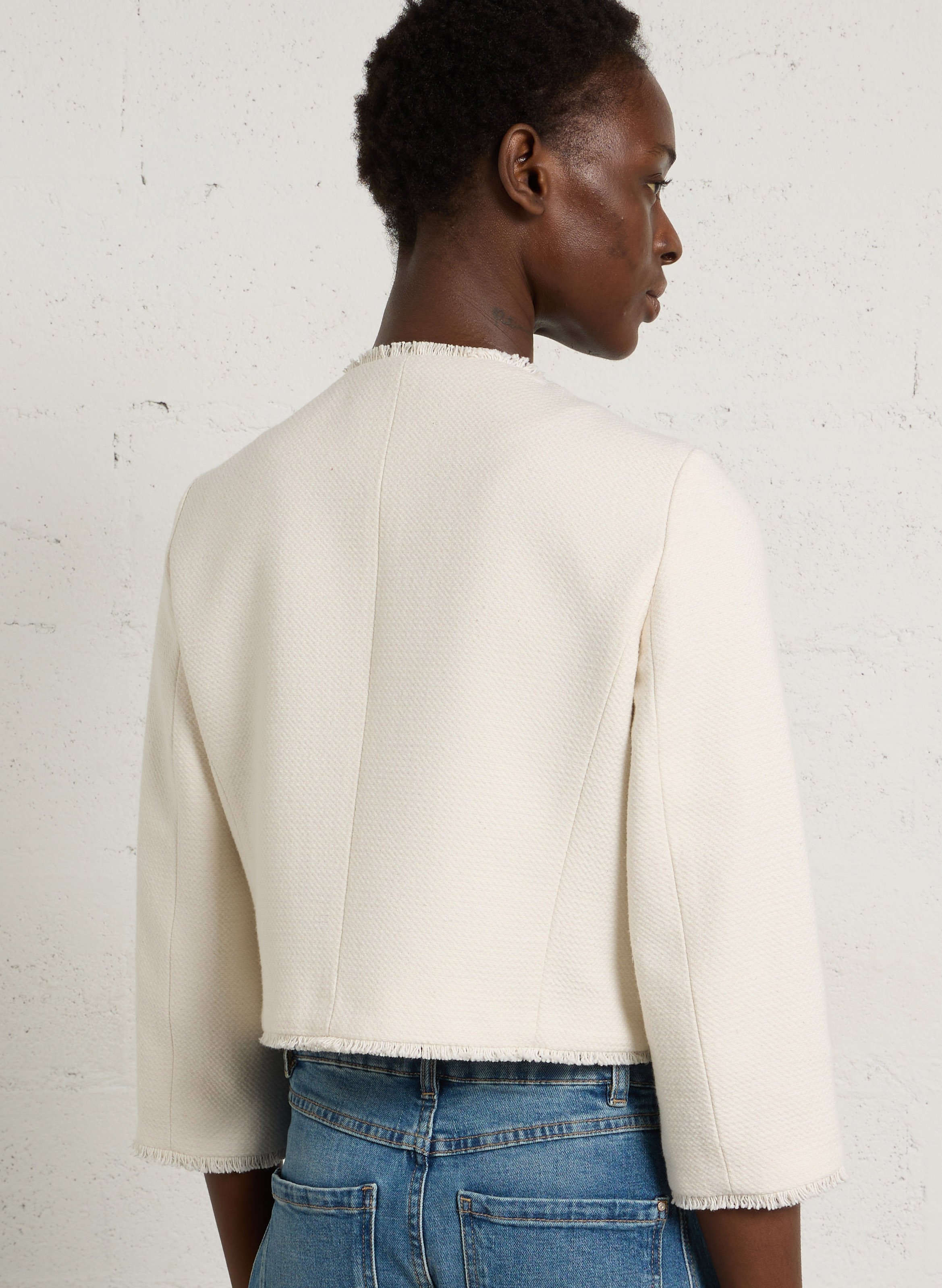 Veste col rond en coton mélangé MAISON 123 Blanc