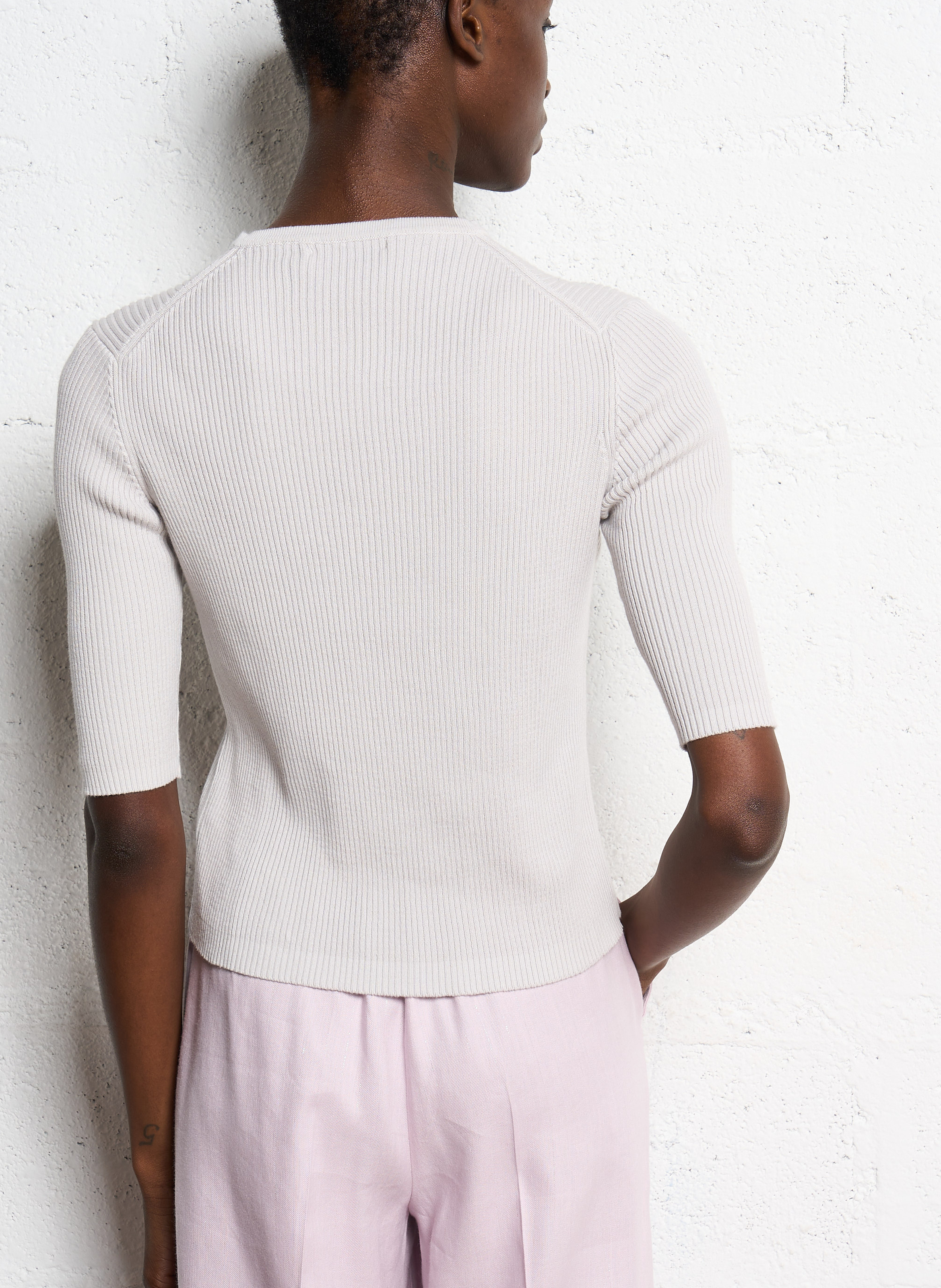 Ribbed straight vest in coron ATTIC AND BARN White