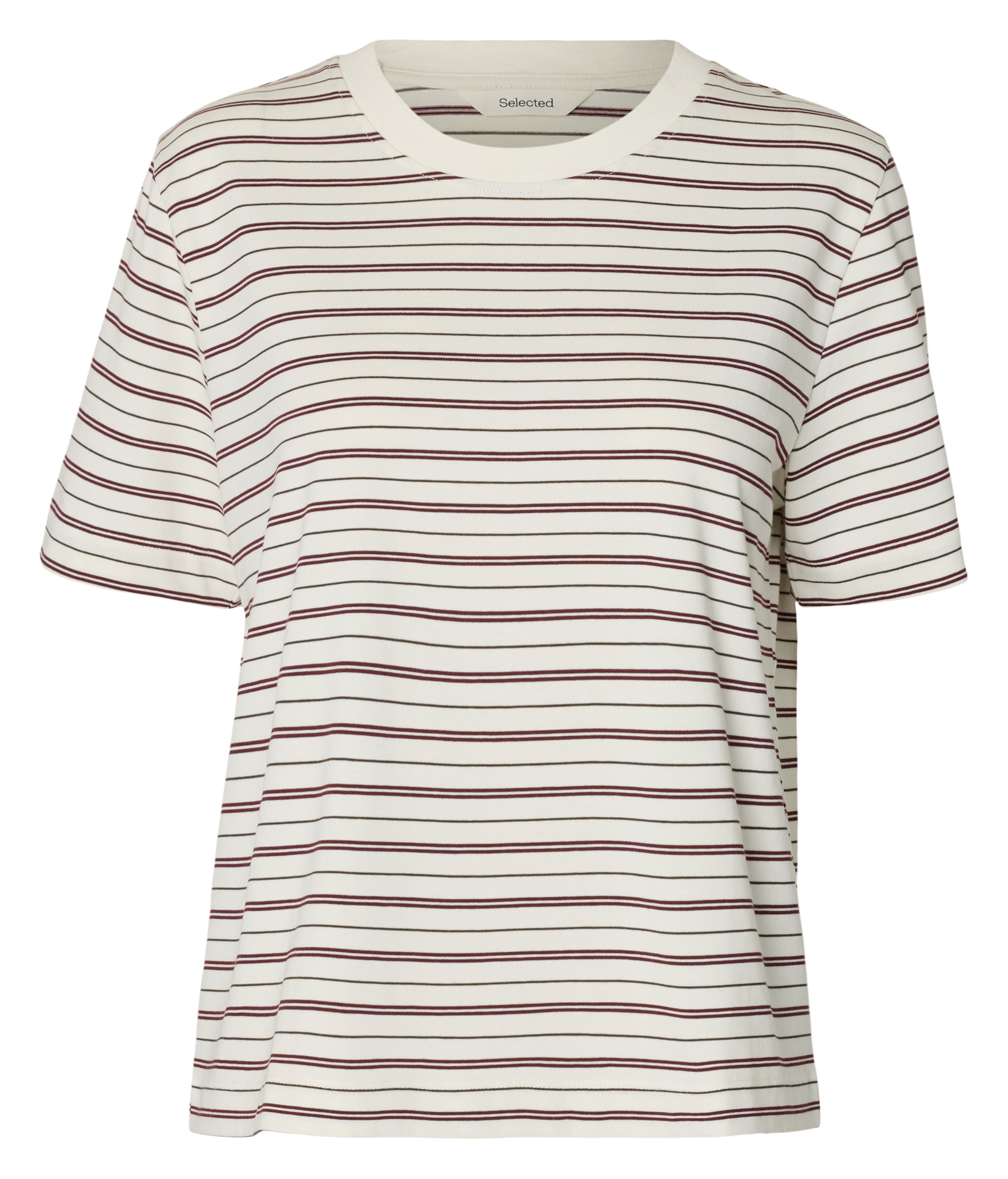 Tee-shirt droit en coton bio rayé | Prune SELECTED Femme