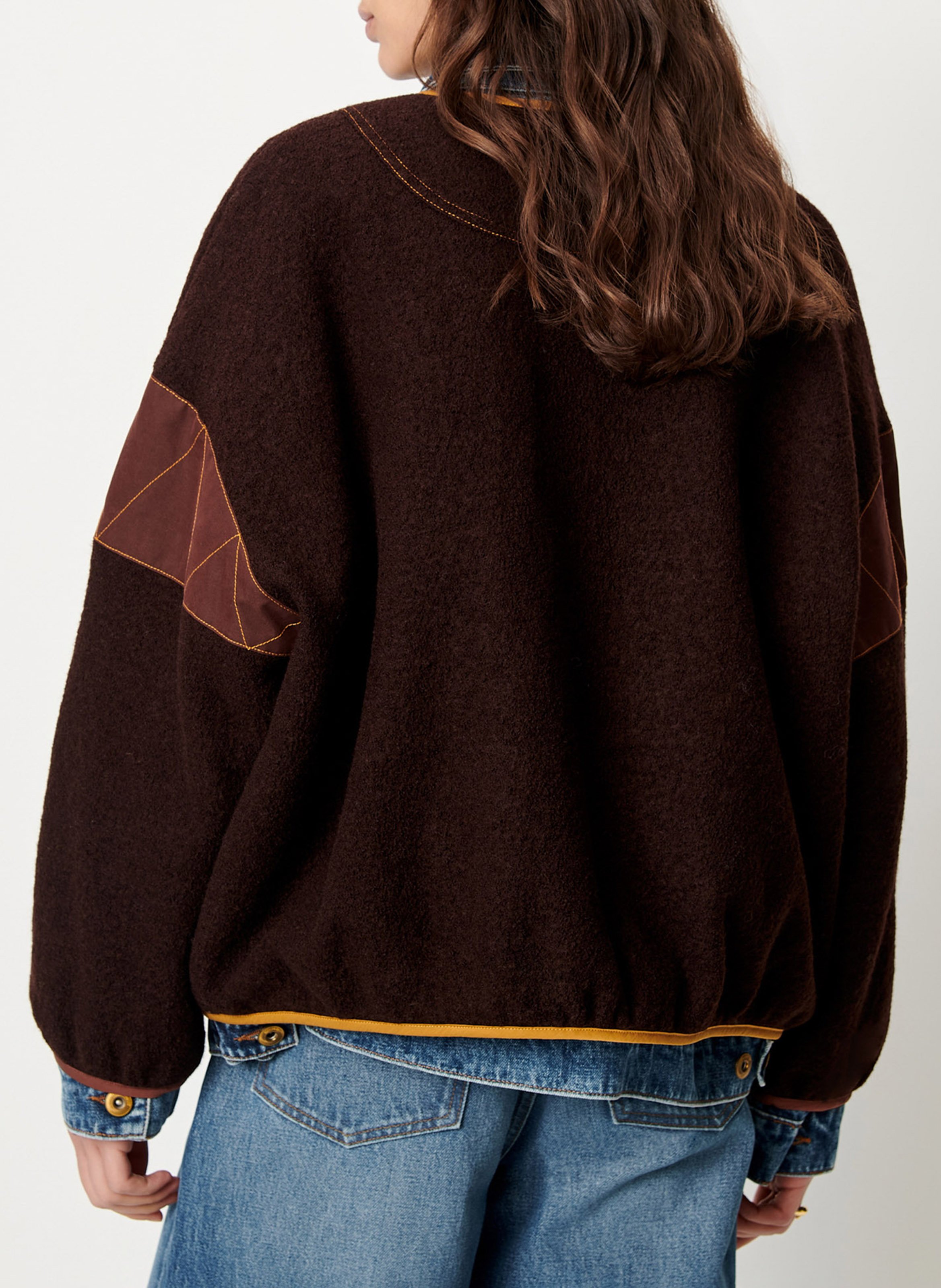 Round denim and wool jacket SESSUN Brown
