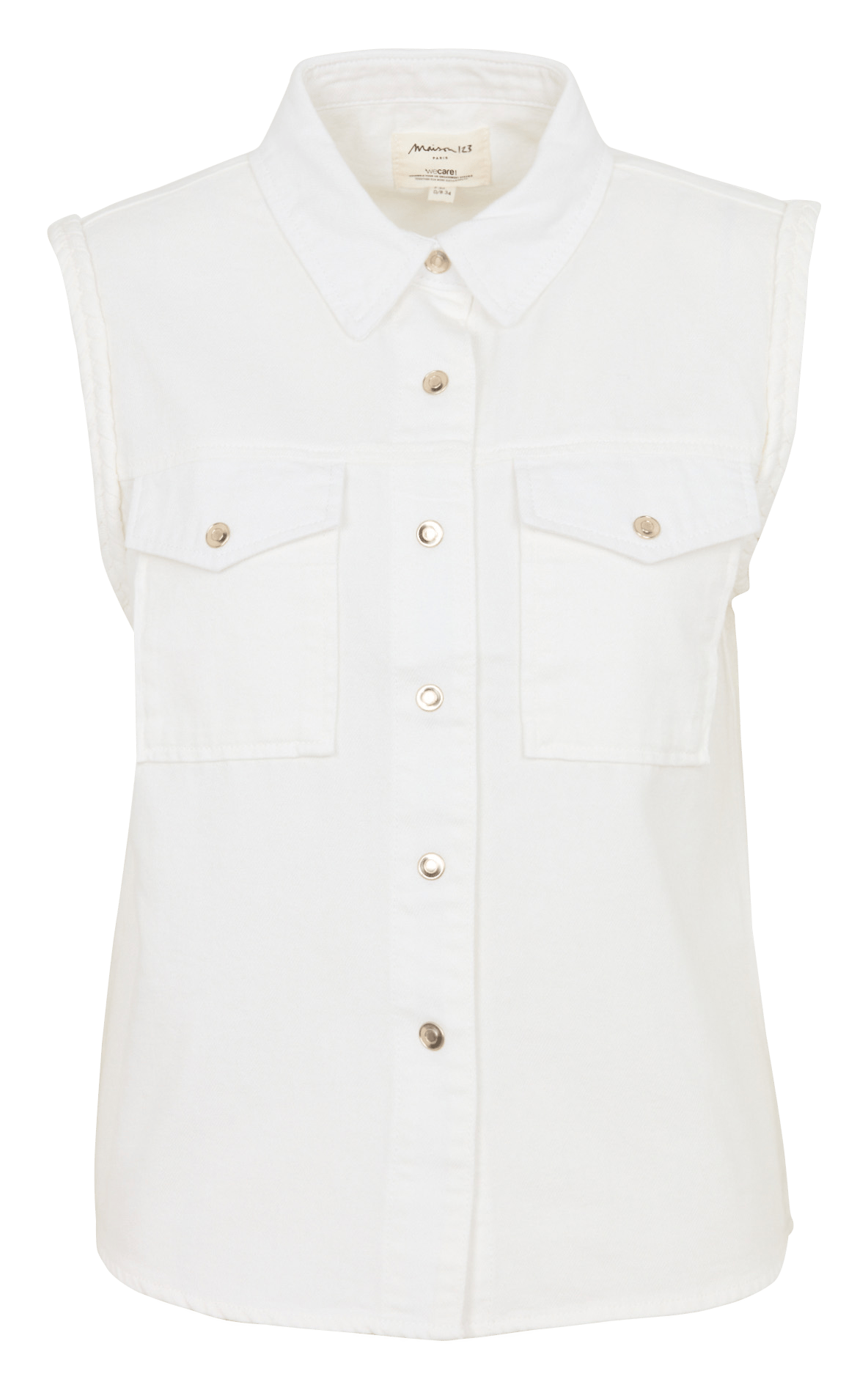 Veste en jean droite en coton MAISON 123 Blanc