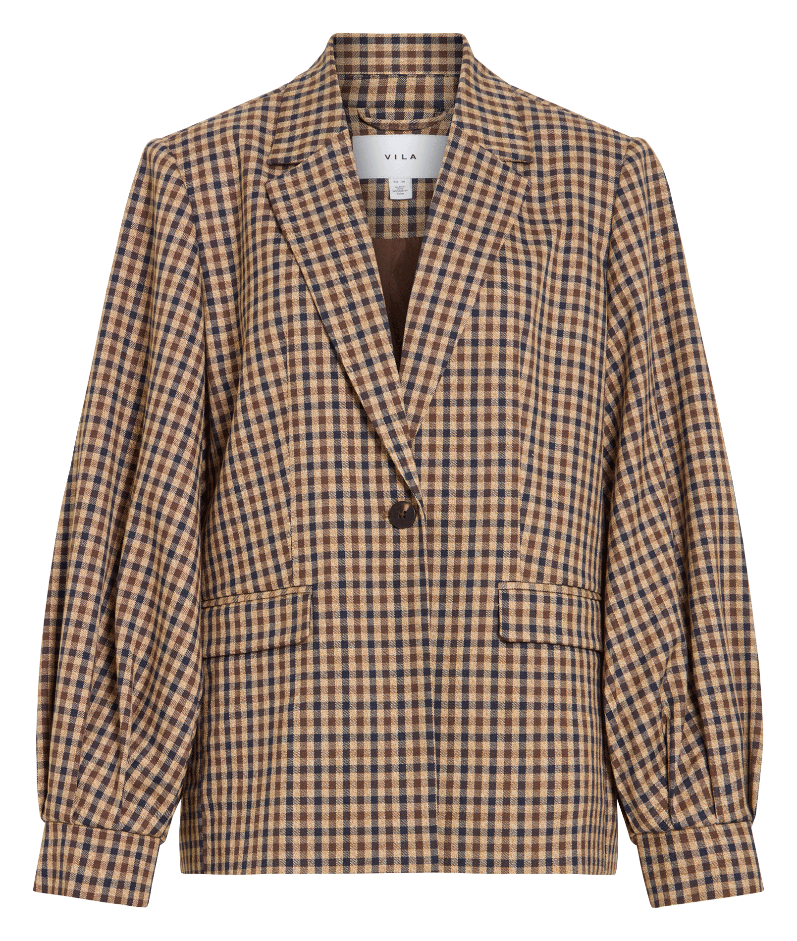 Checked tailored jacket VILA Brown