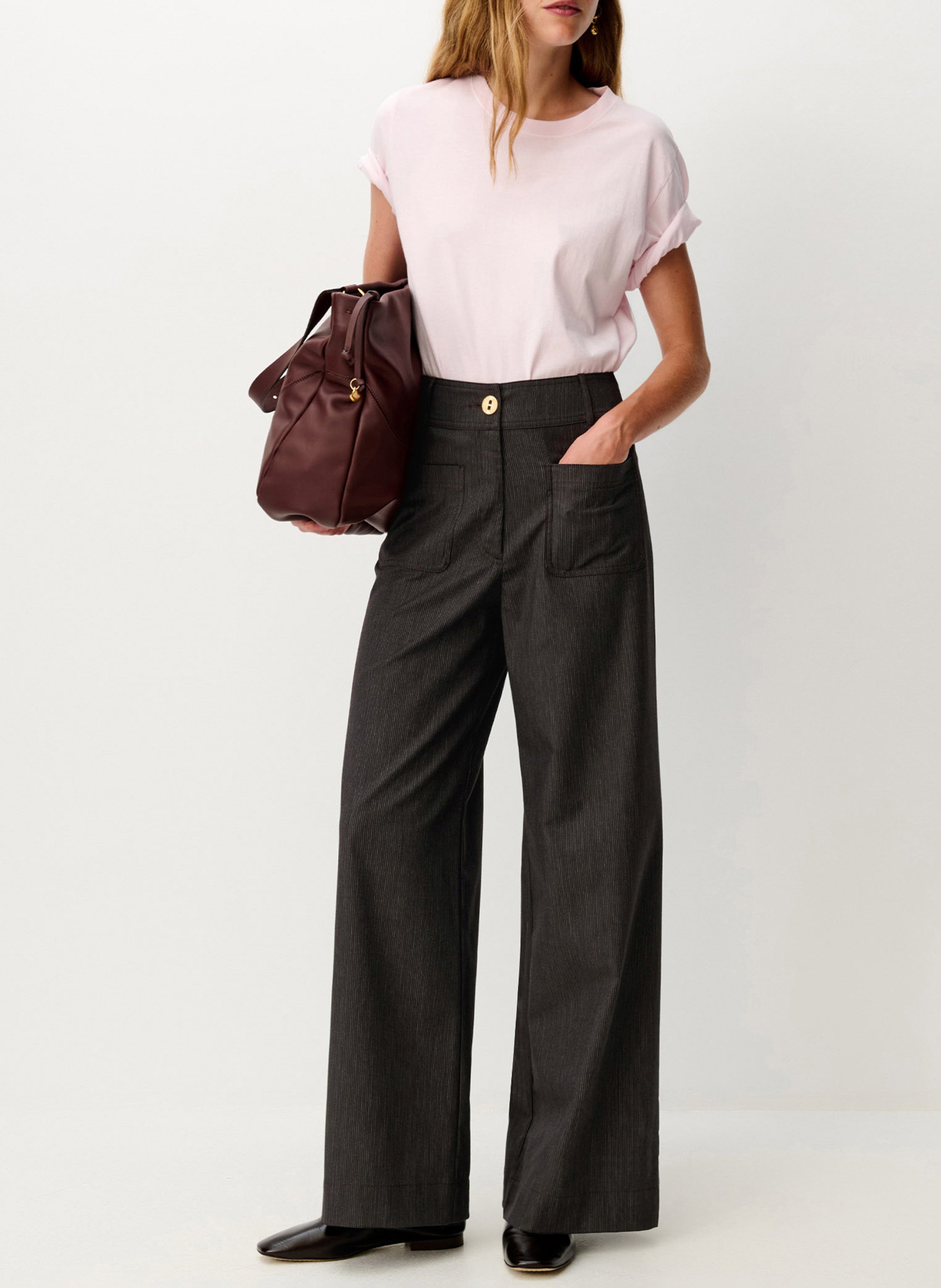 Ausgestellte High Waist Jeans aus Baumwoll-Mix | Braun SESSUN Damen
