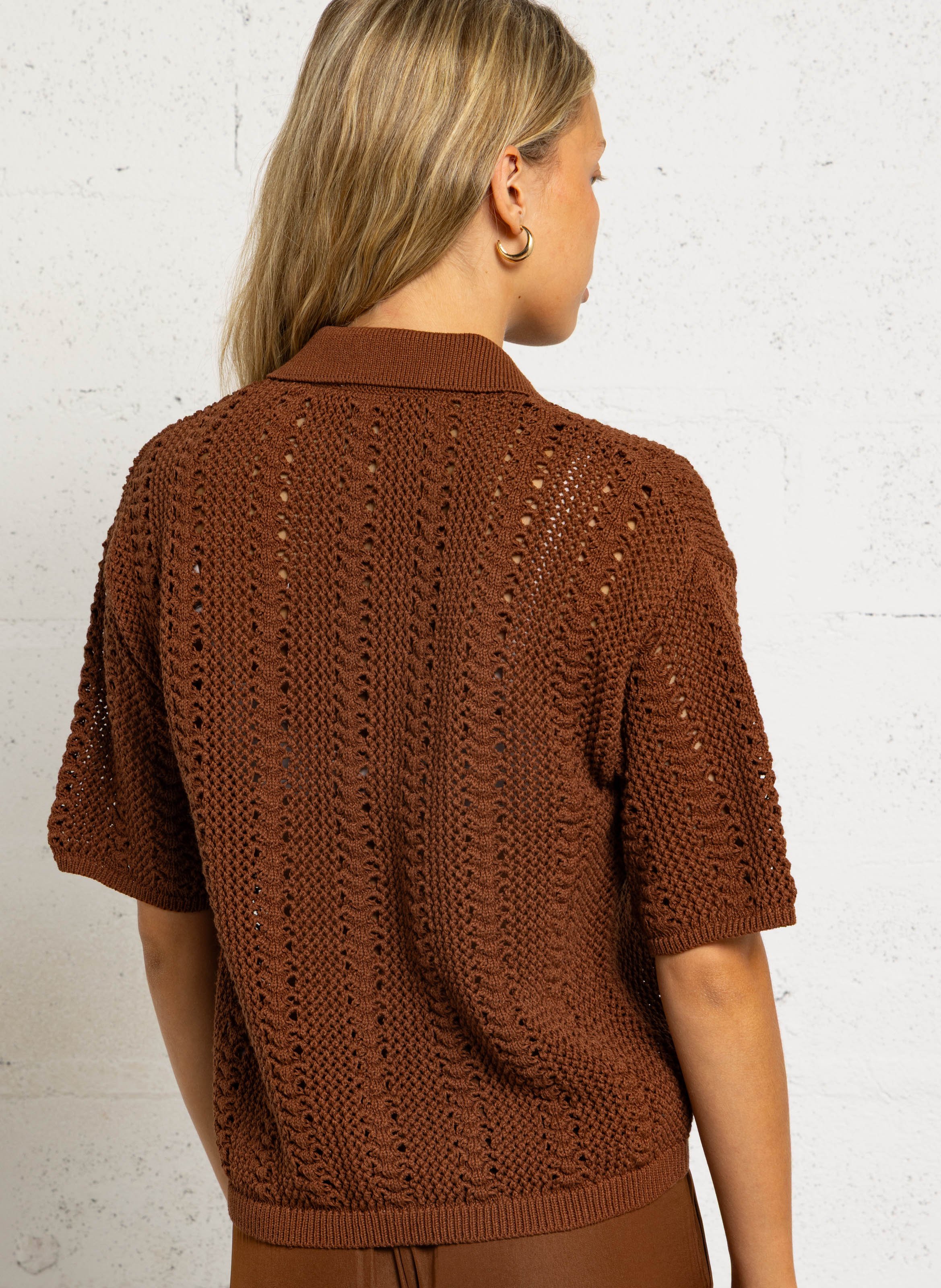 Short-sleeved cotton-blend sweater MAISON 123 Beige