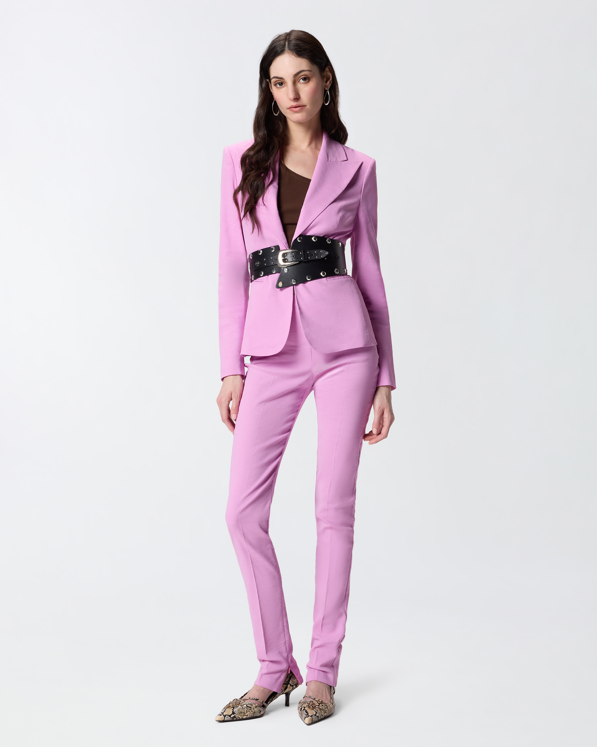 Linen and stretch viscose jacket PINKO Pink